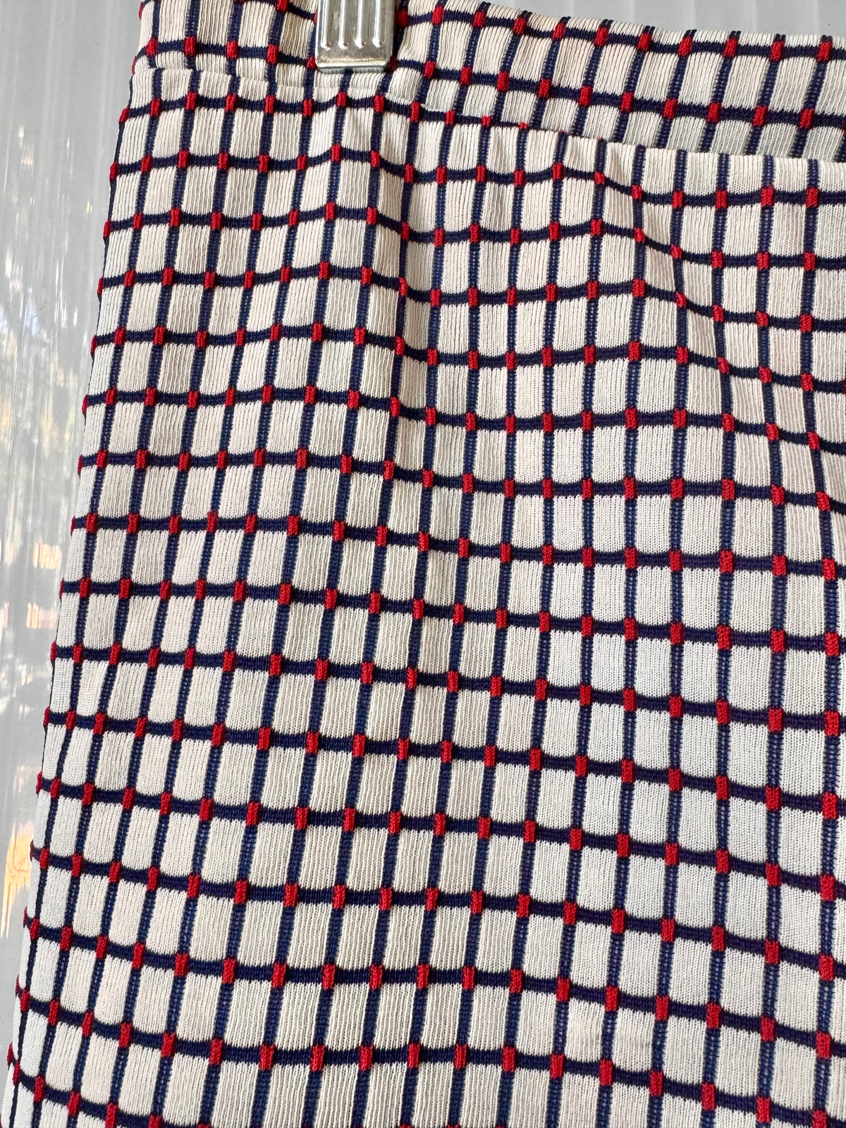 1970s White Red & Blue Polyknit Pants
