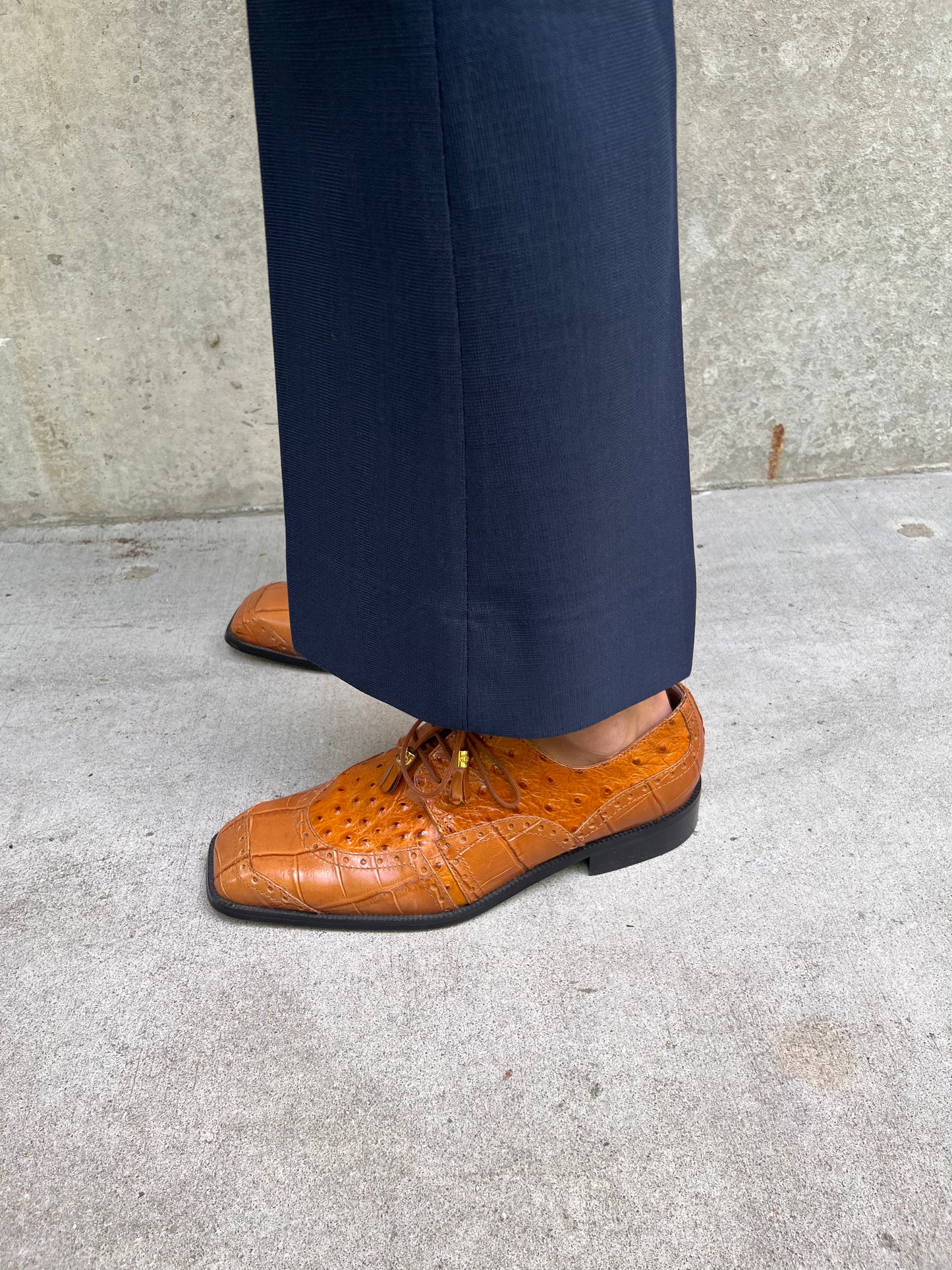 Georgio Brutini Brown Ostrich Leather Dress Shoes