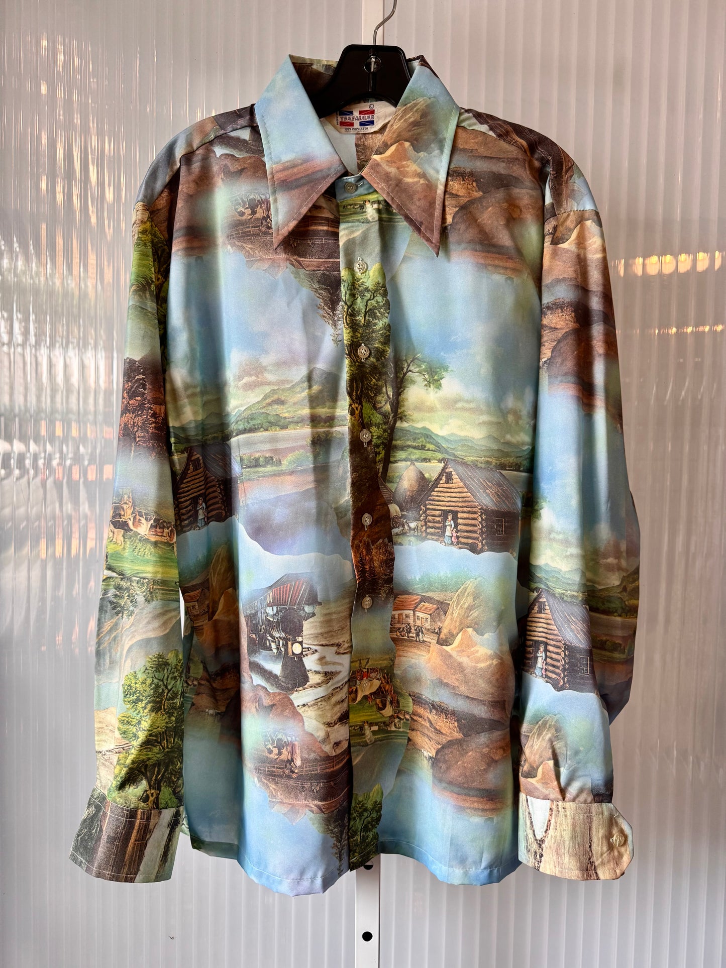 1970s Western Scene Point Collar Shirt