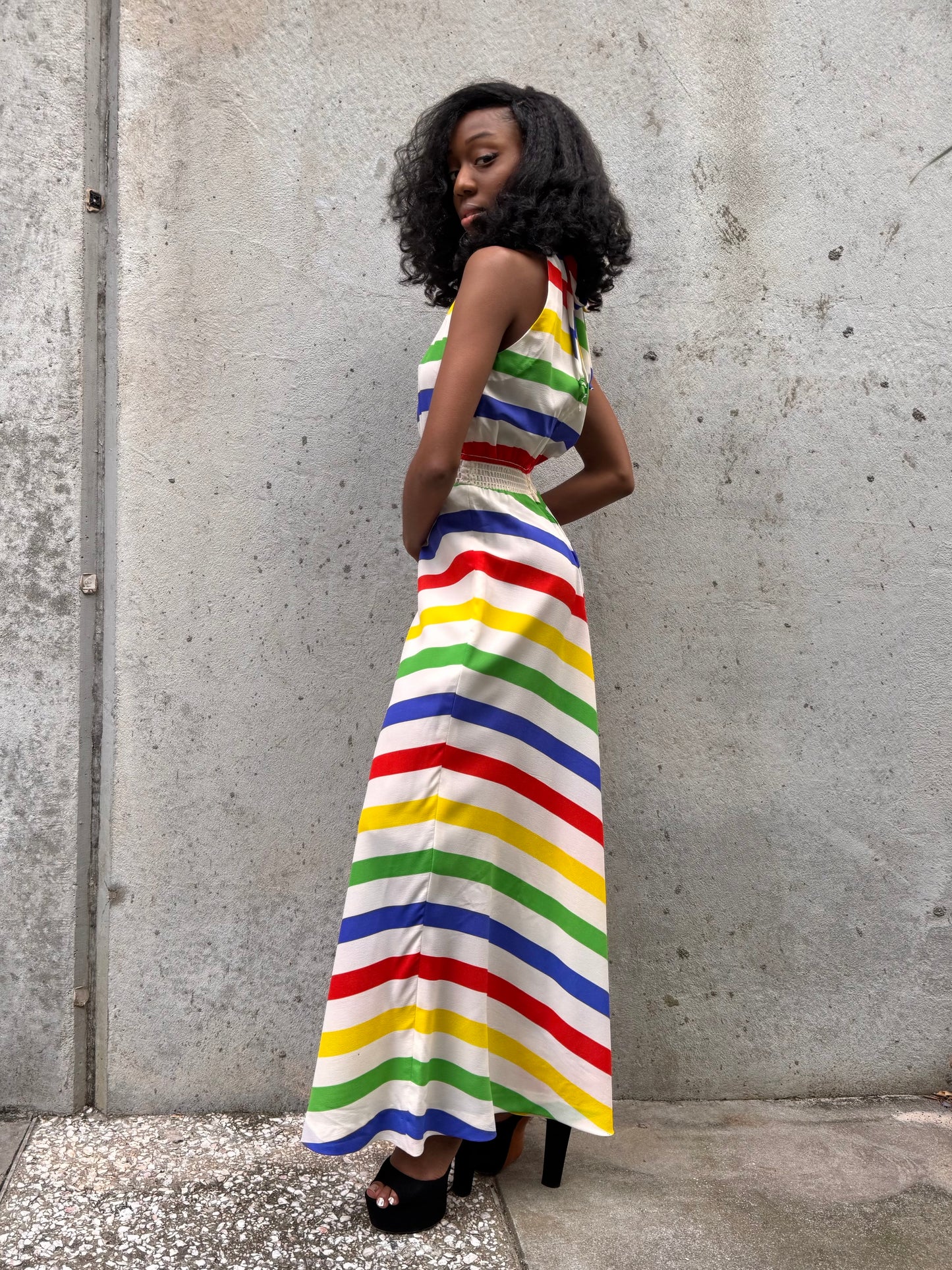 1970s Multicolor Striped Dress