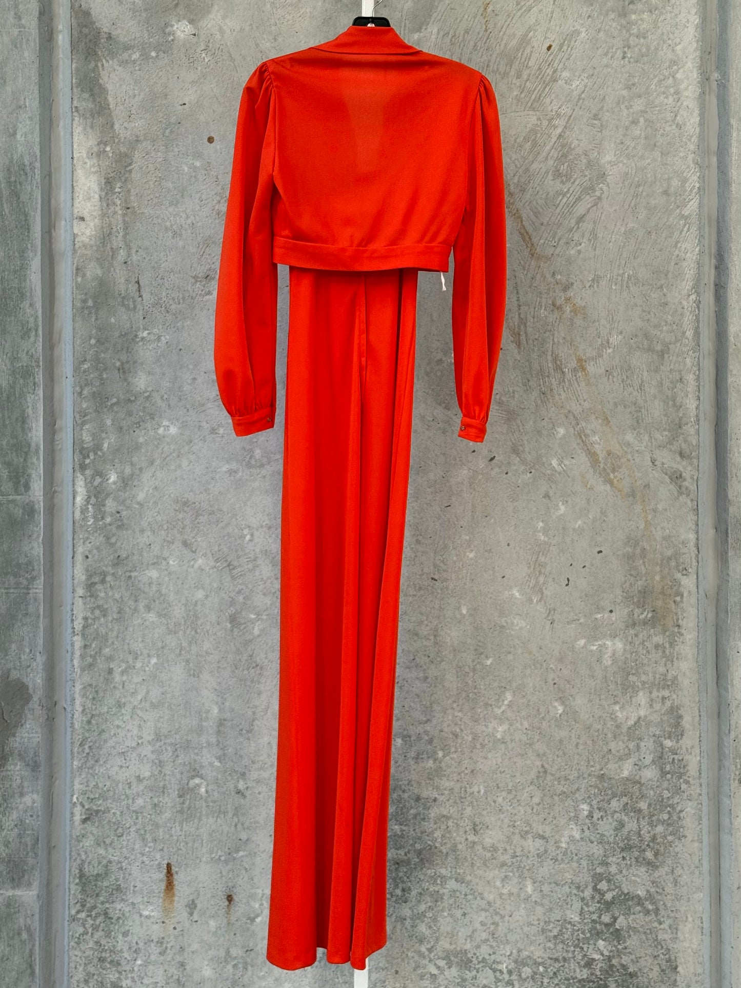 1970s Orange Dress & Bolero Set with Cream Ecru Lace