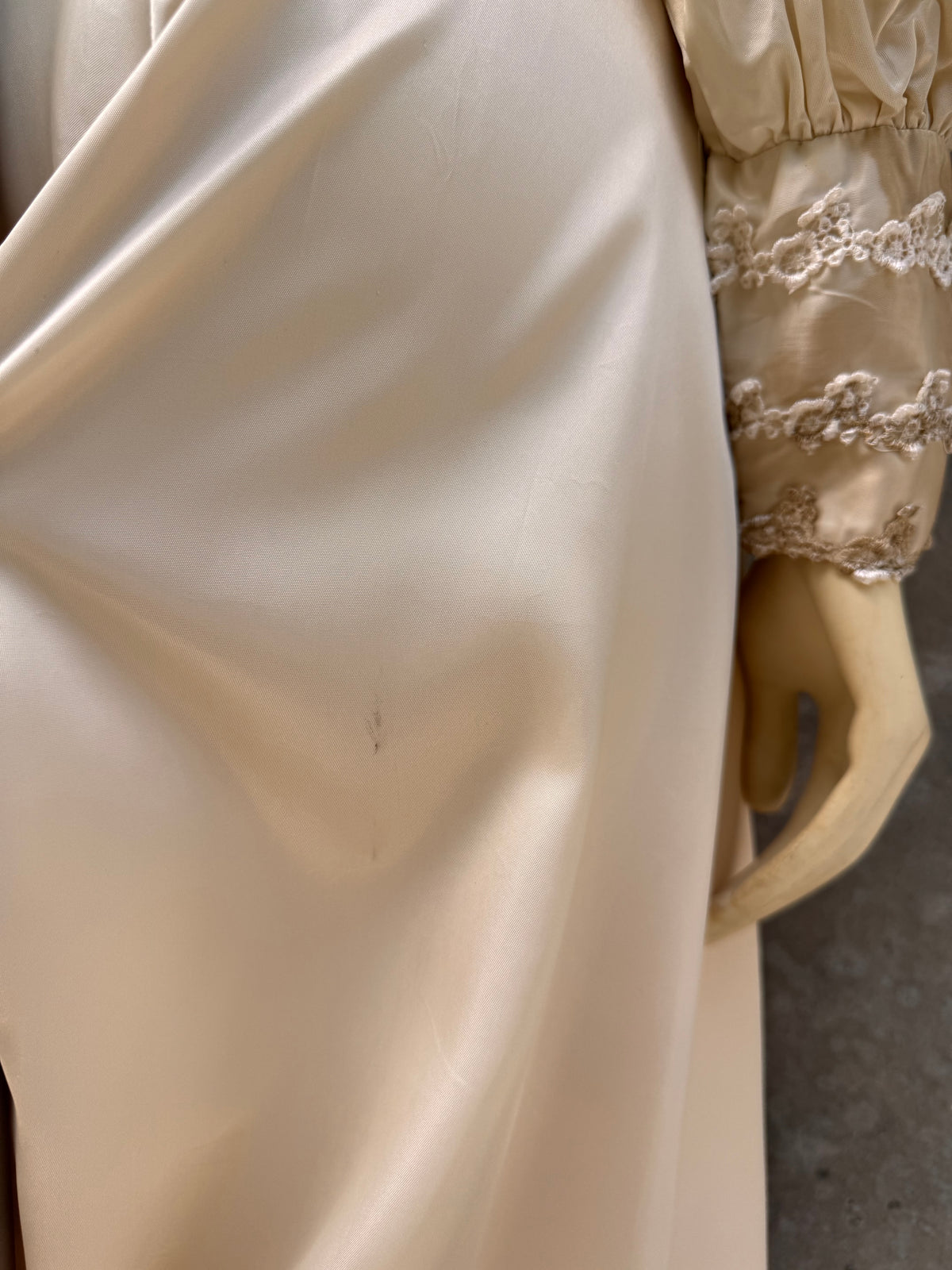 1980s does Victorian Cream Lace & Satin Wedding Dress