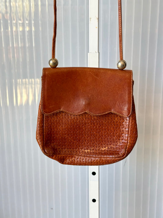 Furla Brown Leather Woven Bag