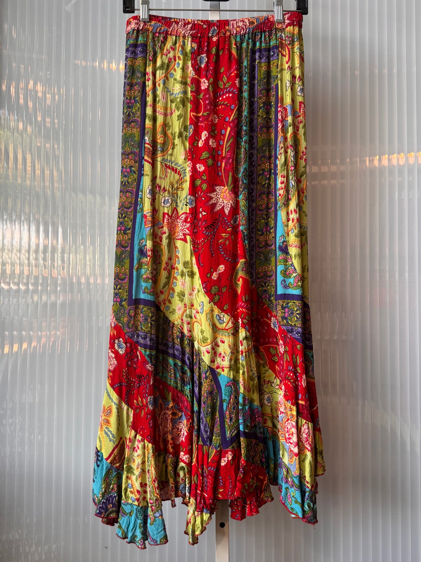 Y2K Whimsical Flowy Multicolor Paisley Skirt