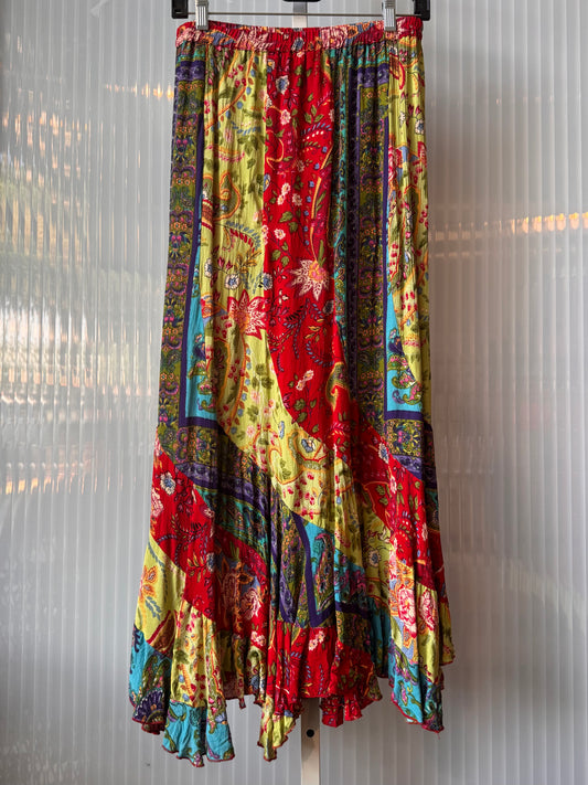 Y2K Whimsical Flowy Multicolor Paisley Skirt