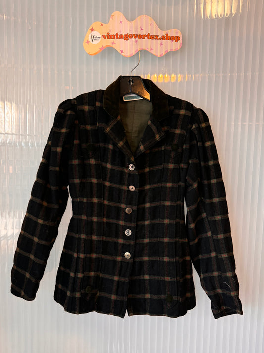 1940s Plaid Wool Suit Jacket