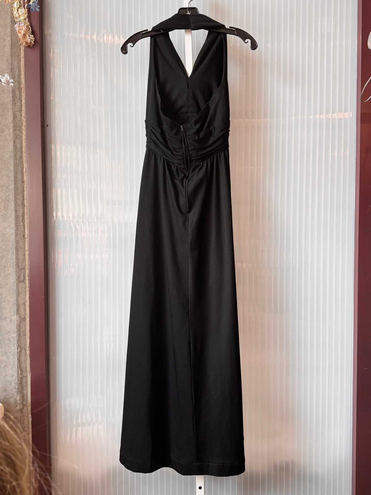 1970s Black Halter Dress