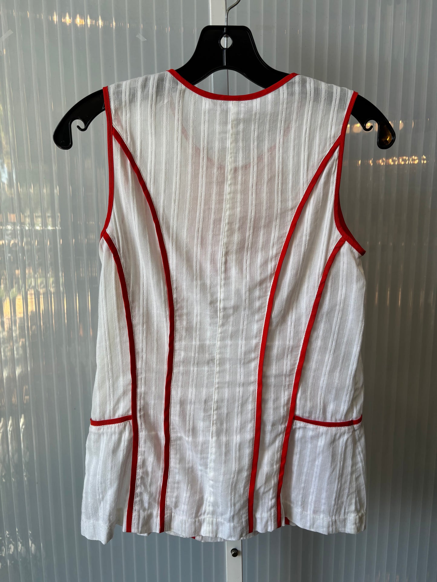 Y2K does 1960s White and Orange Frilly Top