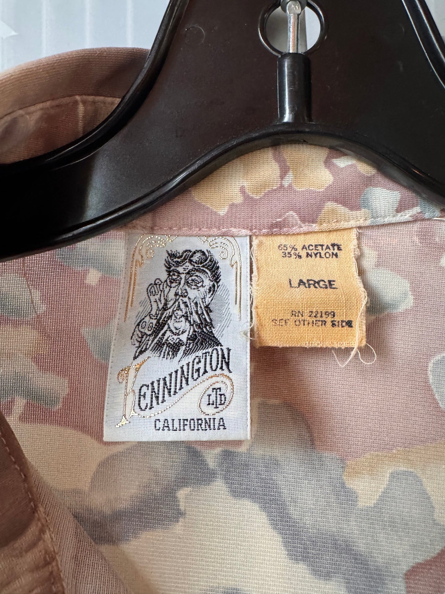 1970s Cream Watercolor Print Button-Up Shirt