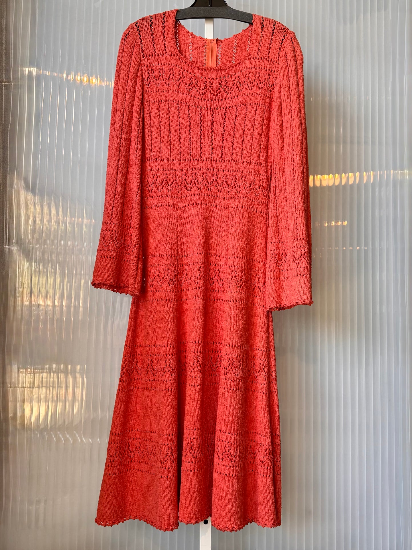 1970s Picardo Knits Coral Knit Dress