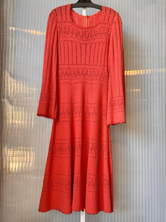 1970s Picardo Knits Coral Knit Dress