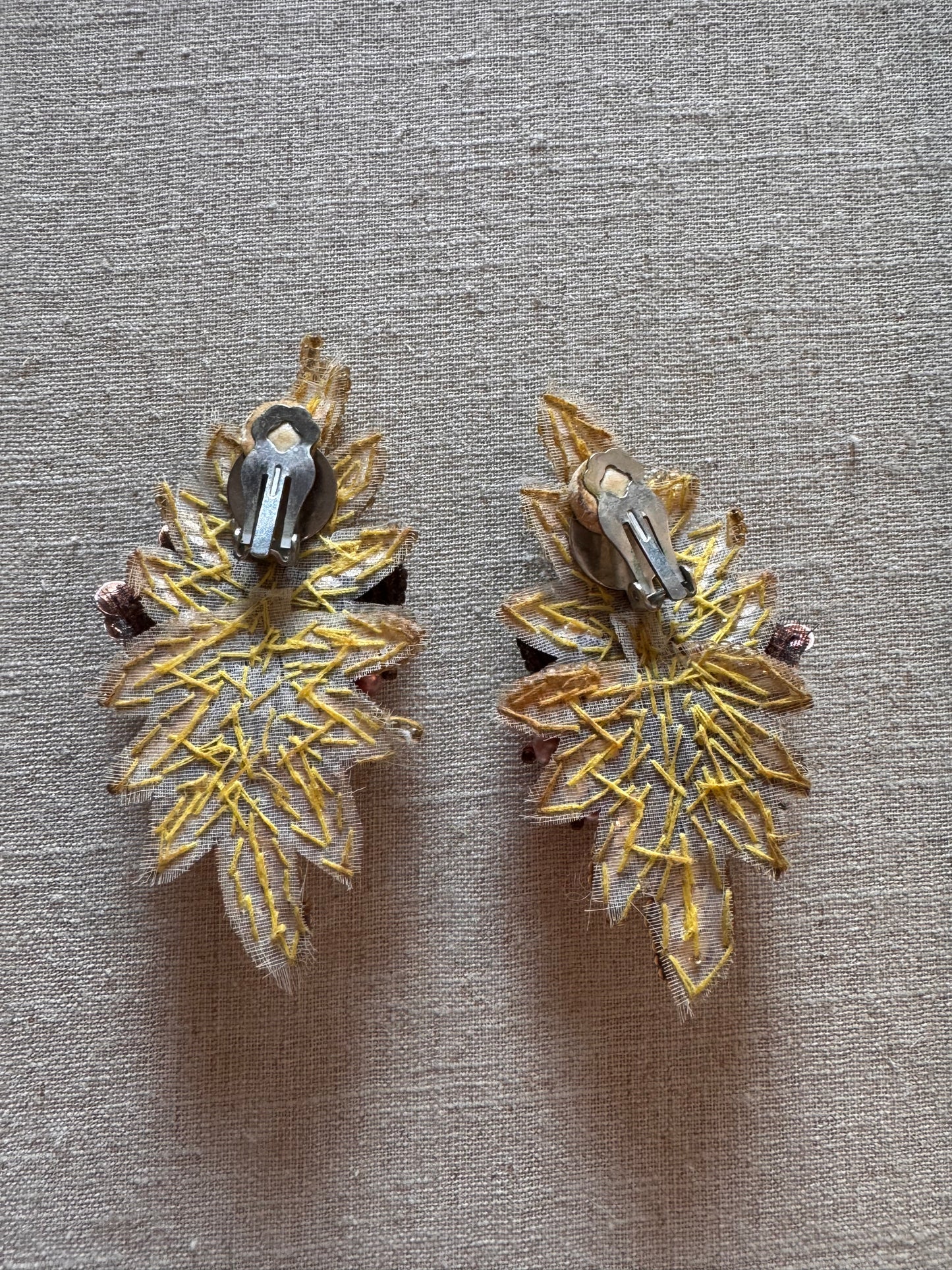 1980s Sequin and Seed Bead Clip-on Earrings