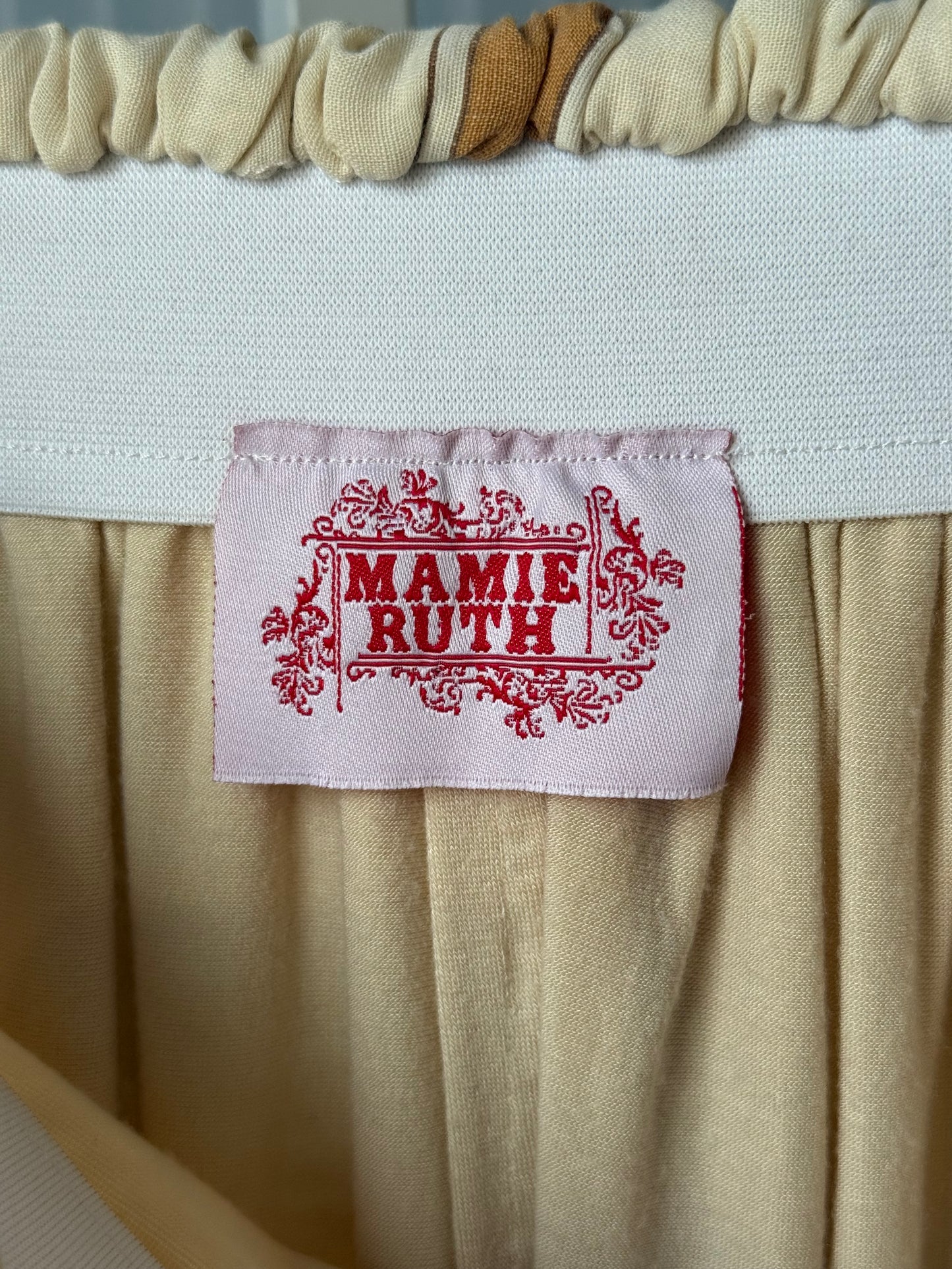 1970s Cream Egyptian Print Maxi Skirt