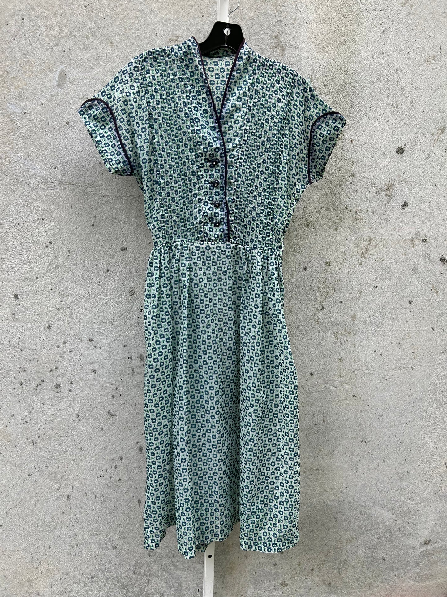1950s Blue Sheer Shirtwaist Day Dress