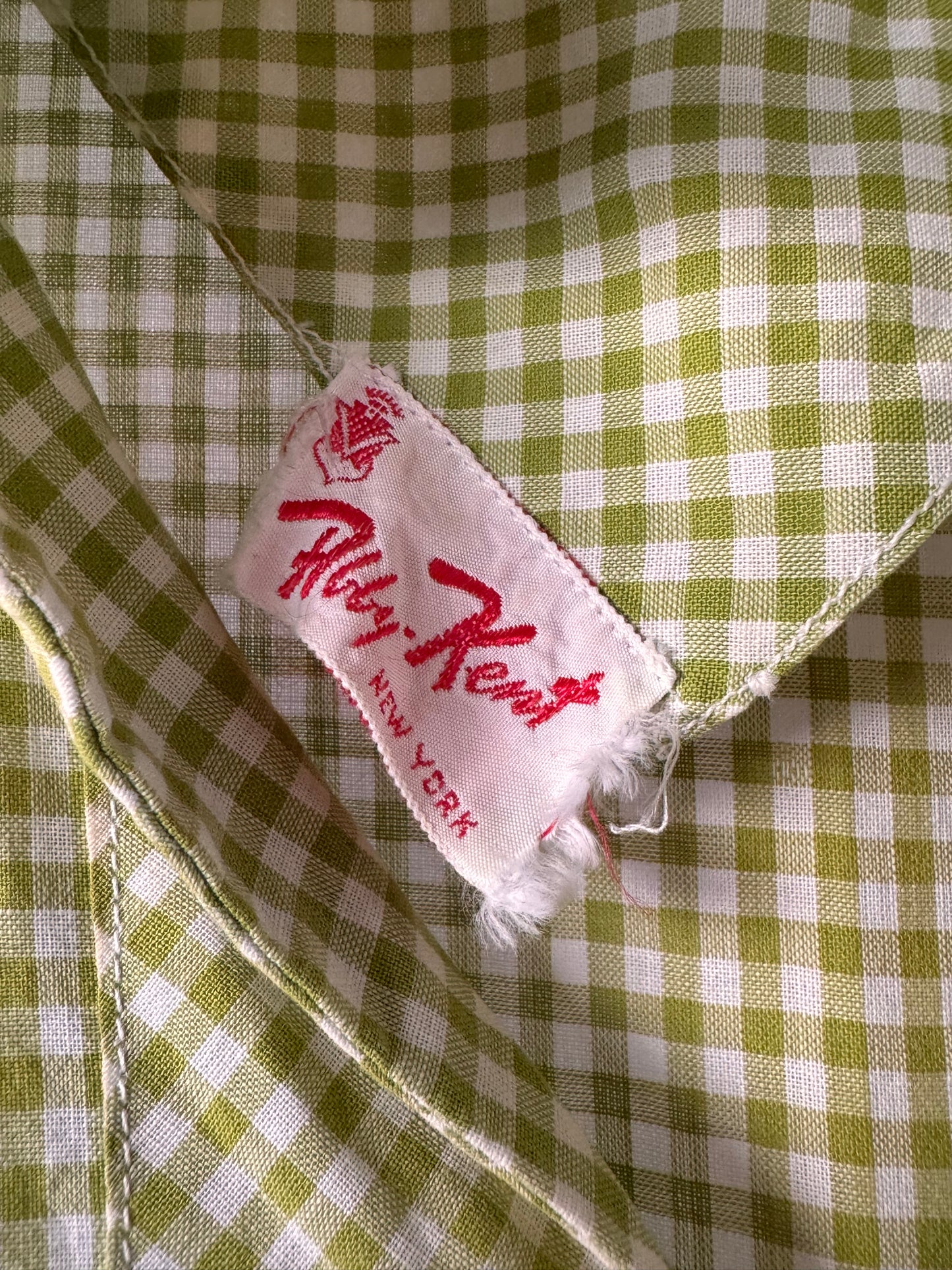 1960s Green Gingham Dress