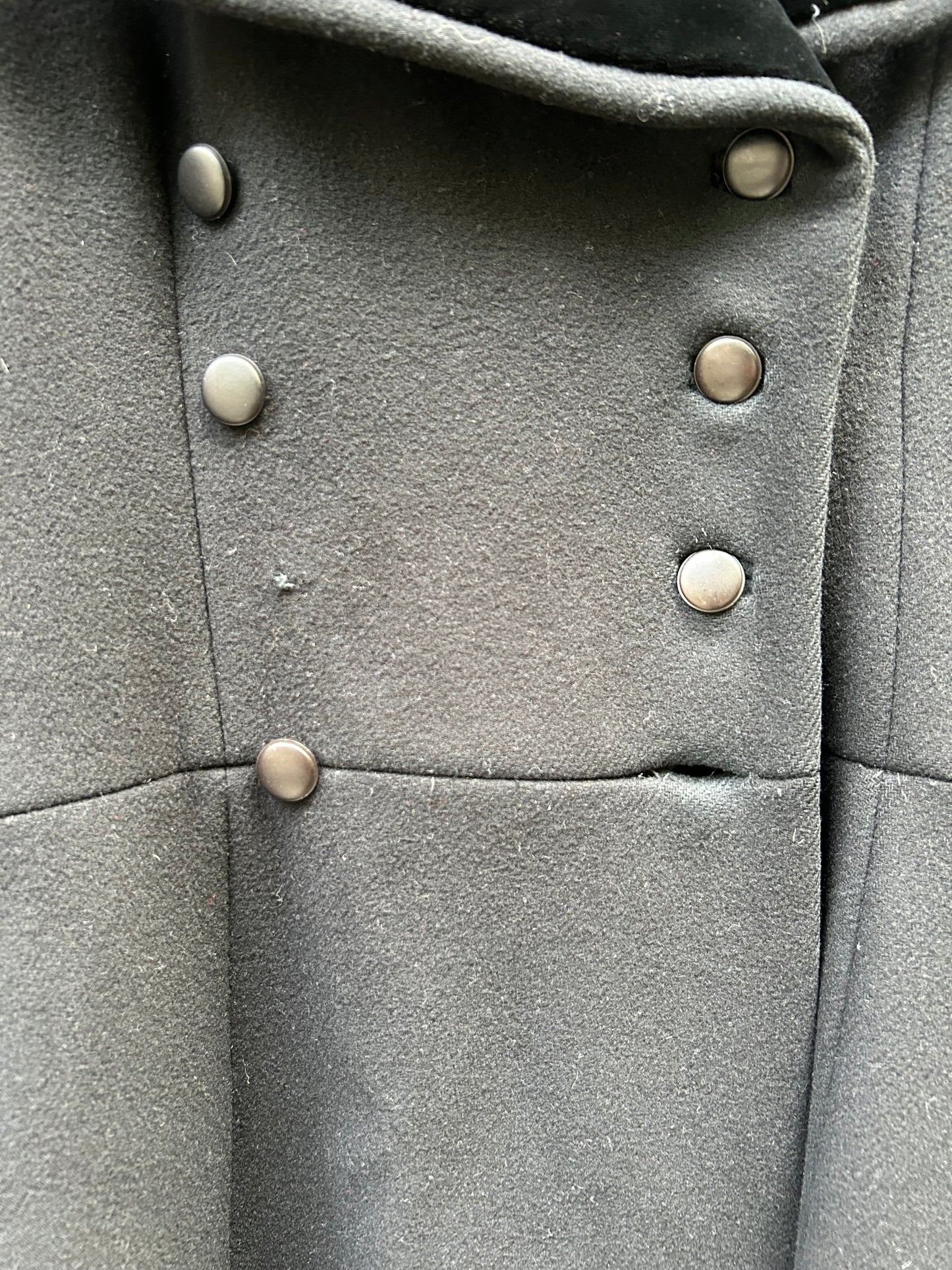 1960s Black Double-Breasted Long Coat