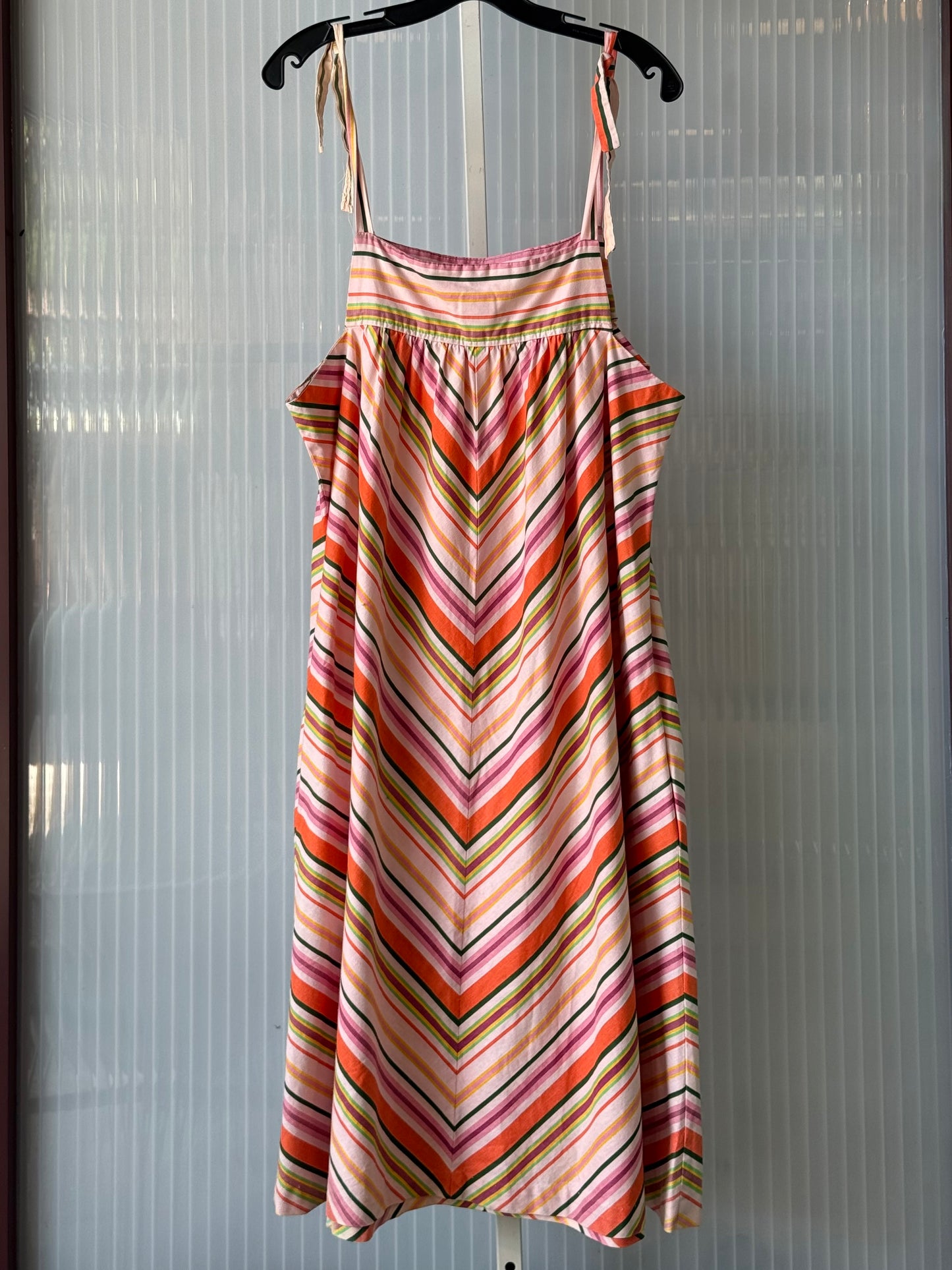1970s Multicolor Striped Sleeveless Sun Dress