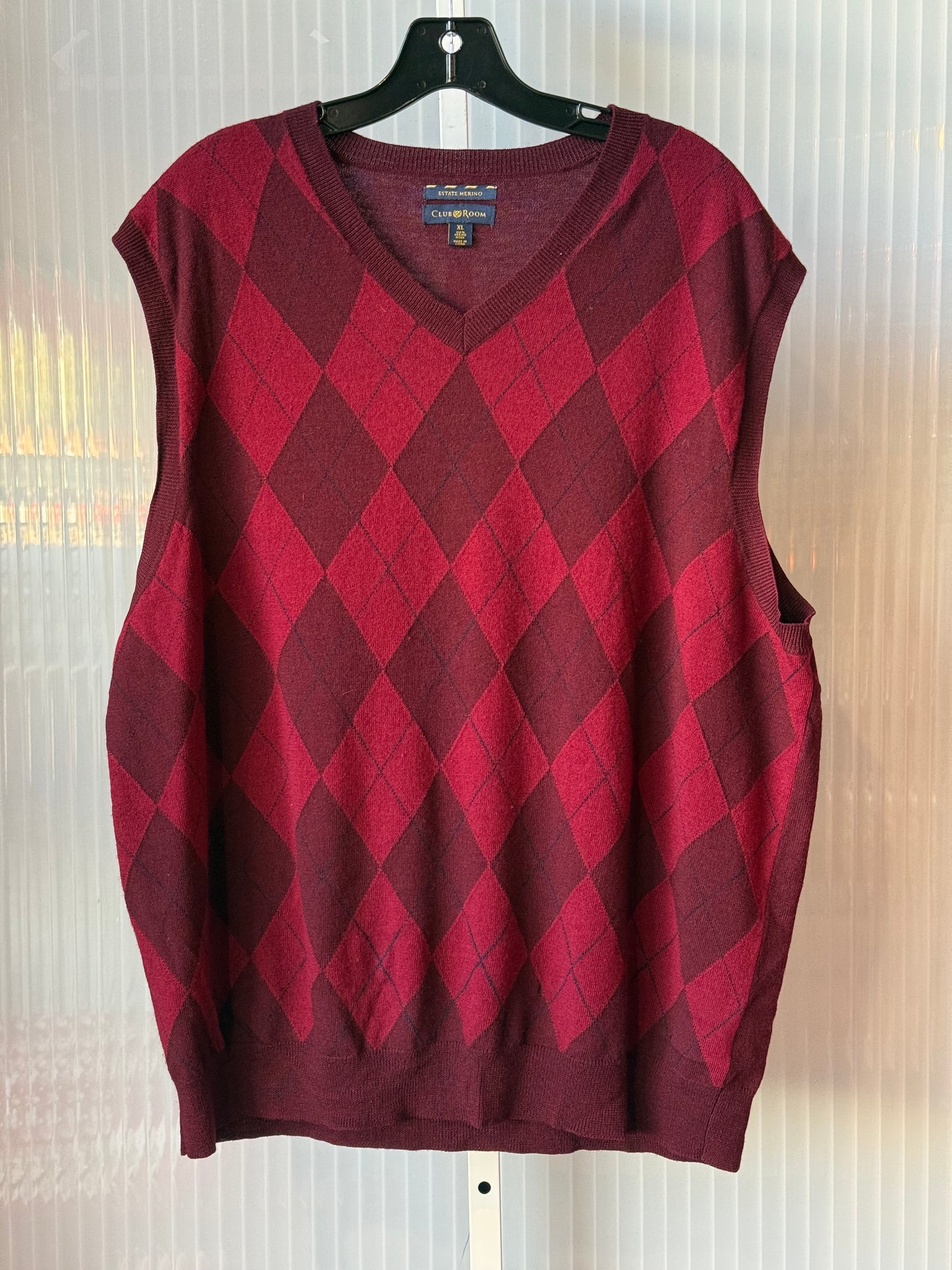 Red Merino Wool Argyle Sweater Vest