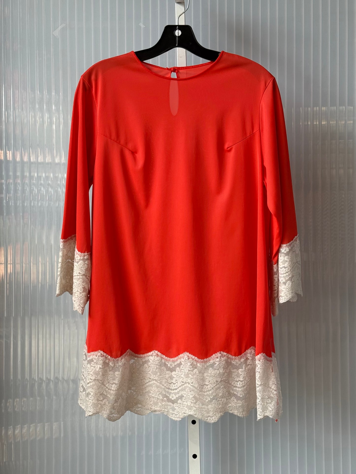 1960s Red-Orange 2-Piece Lacy Pajama Set