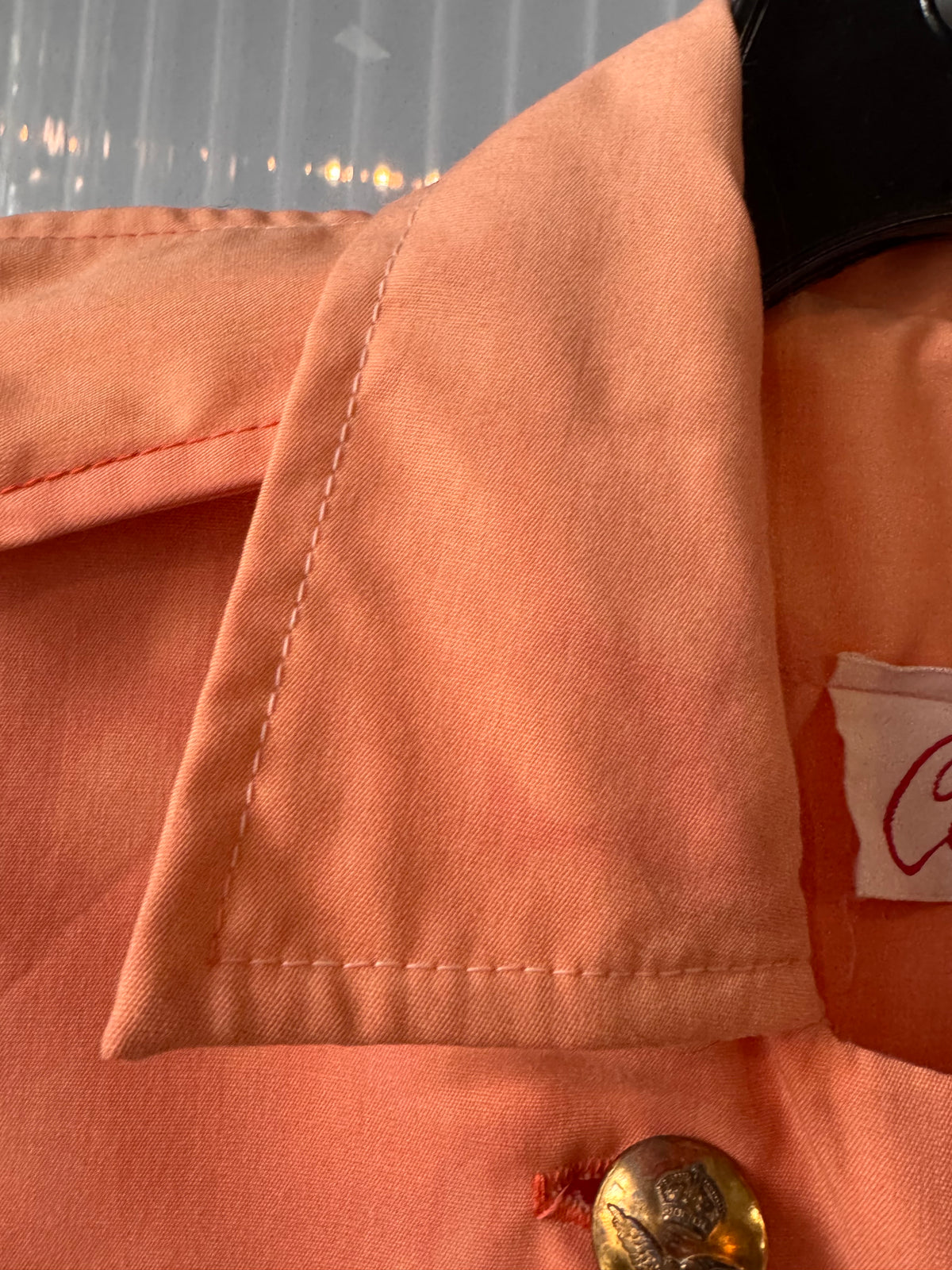 1960s Peach Double-Breasted Shift Dress