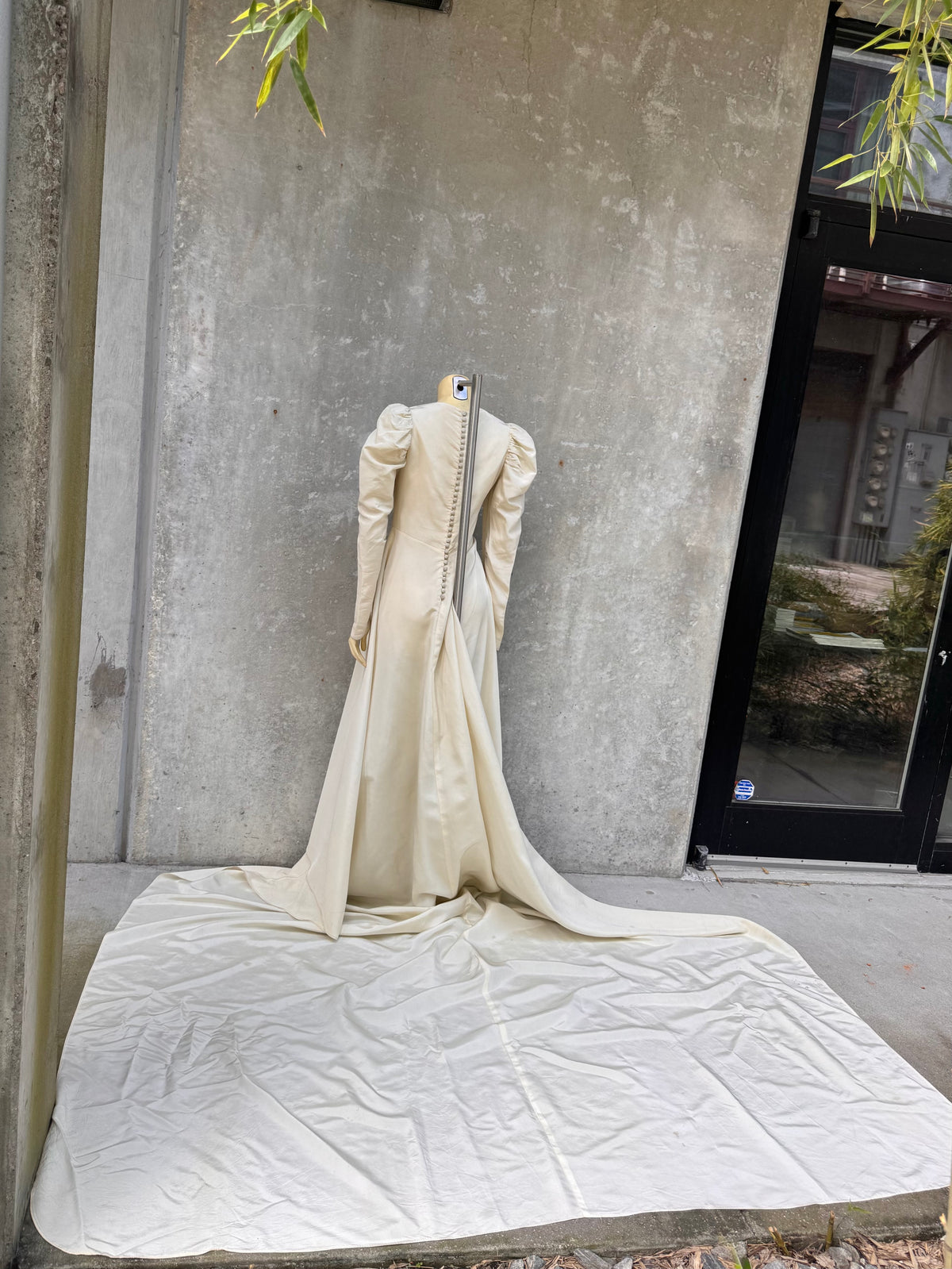 1940s Cream Bodice-Ruching Wedding Dress