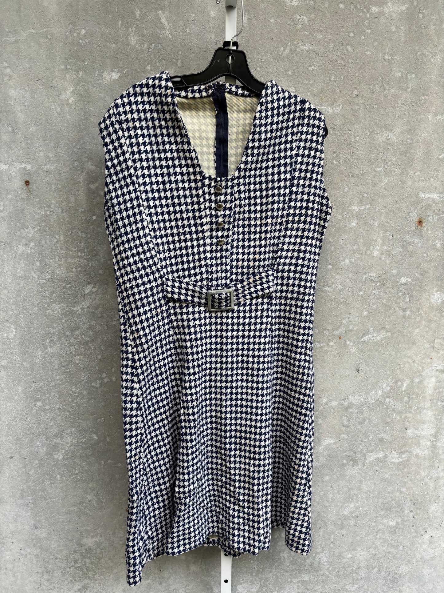 1960s Houndstooth A-Line Dress with Buckle