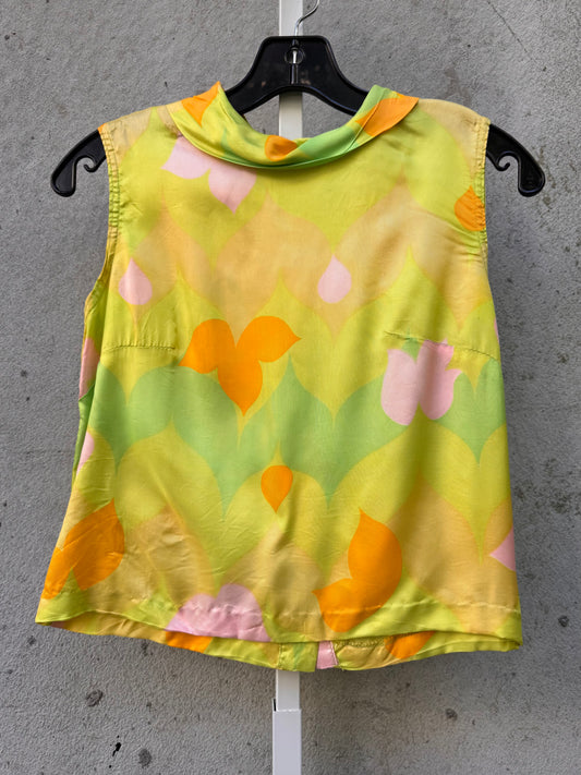 1960s Chartreuse Sleeveless Crop Top