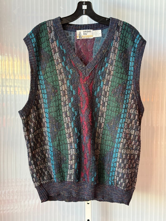 1980s London Fog Multicolor Chunky Knit Sweater Vest