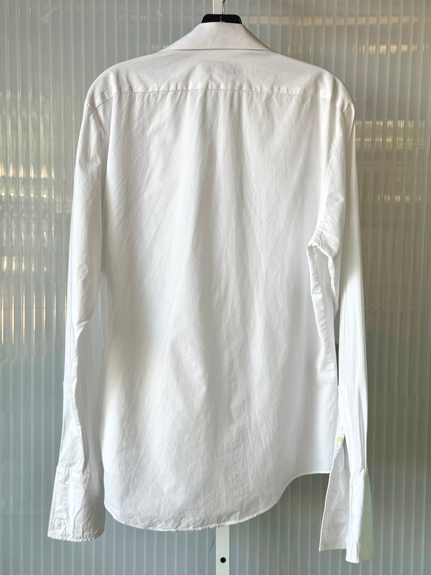 2000s White Oscar De La Renta Classic Pintuck Tuxedo Shirt