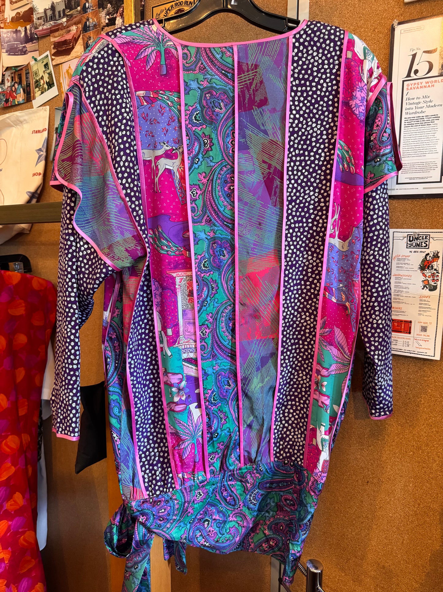1980s Purple Indian Dropwaist Dress