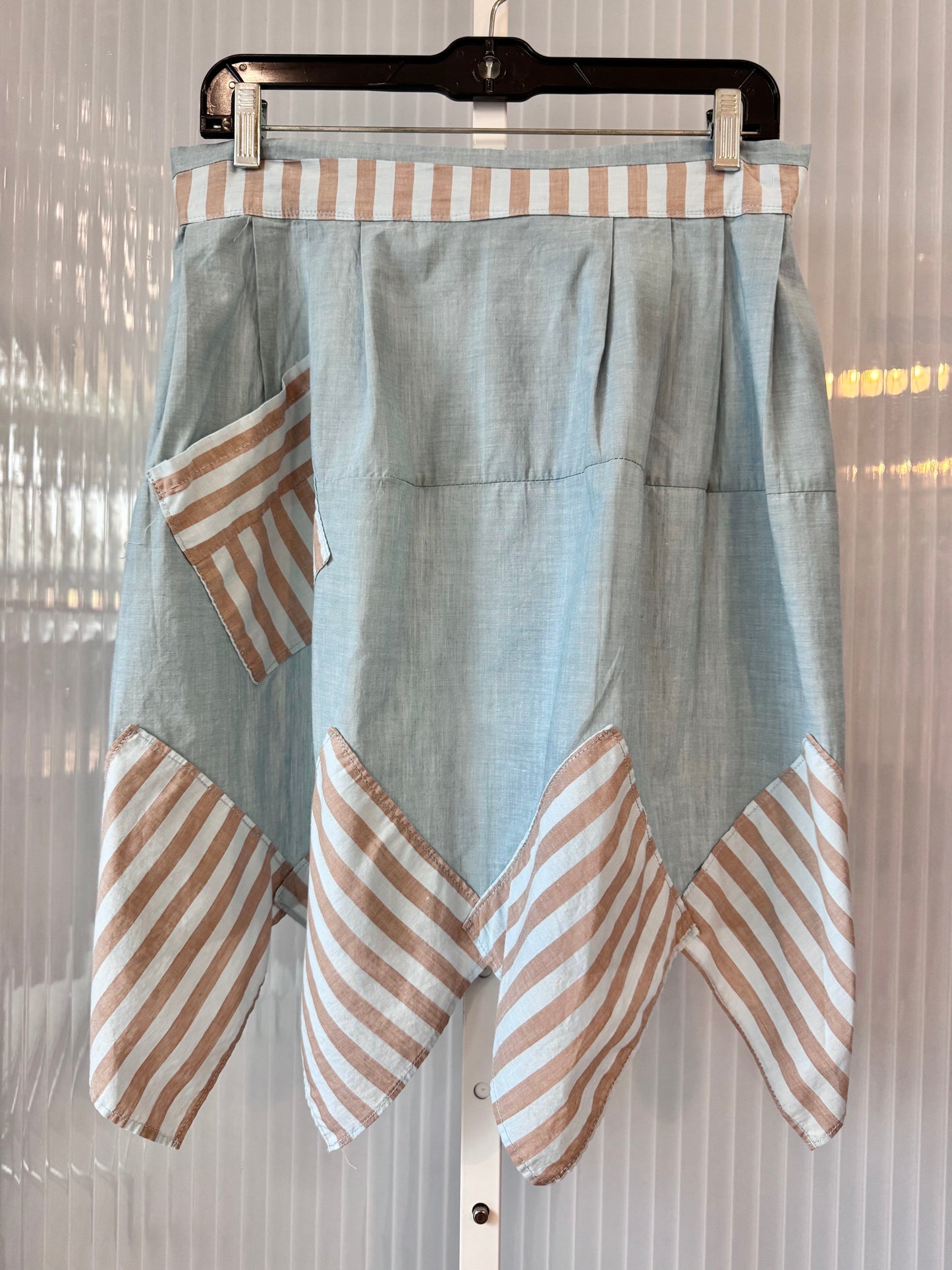 Blue Chambray & Brown Pinstripe Apron