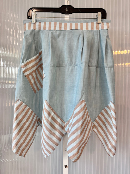 Blue Chambray & Brown Pinstripe Apron