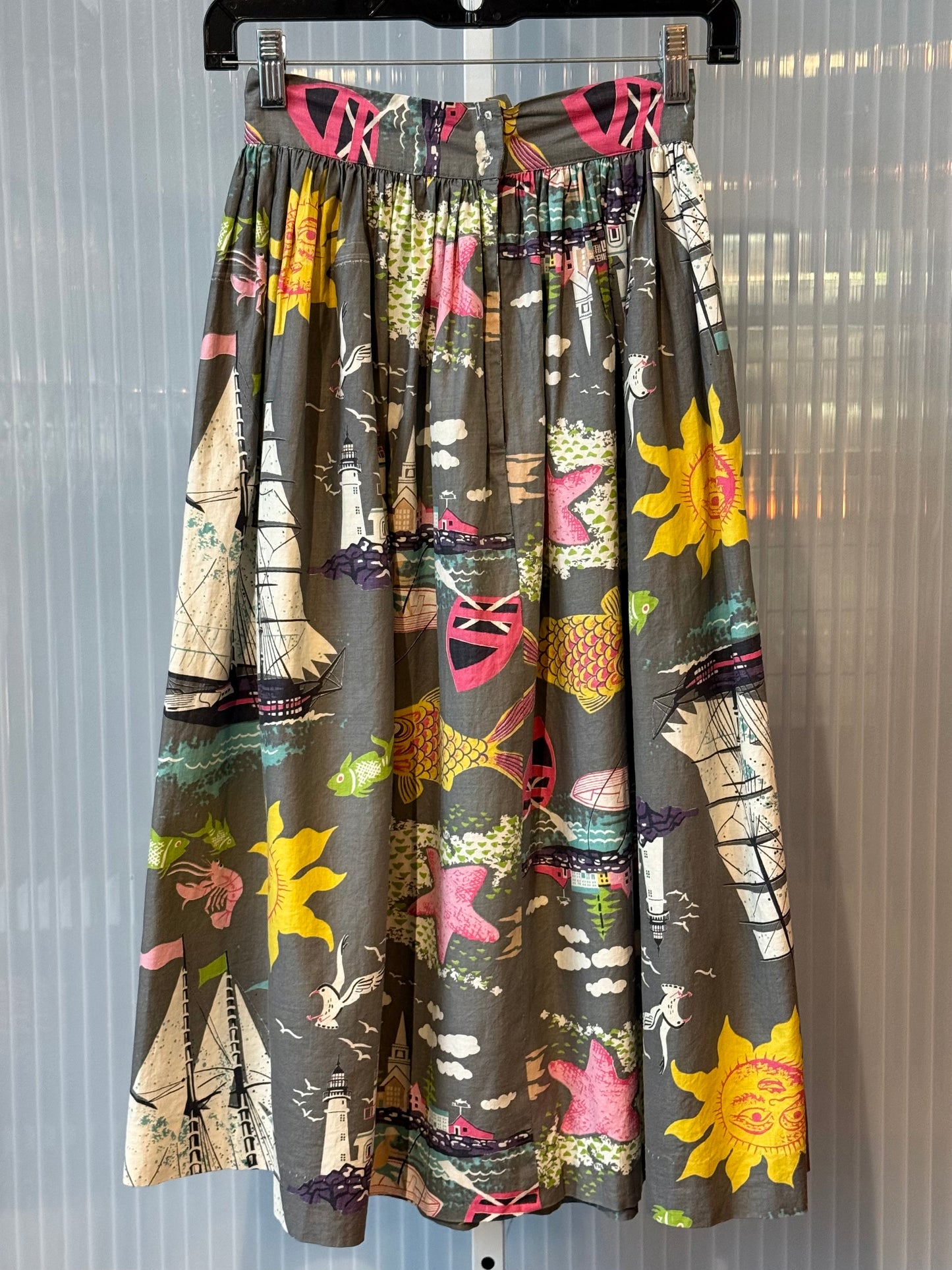 1950s Grey Nautical Swing Skirt