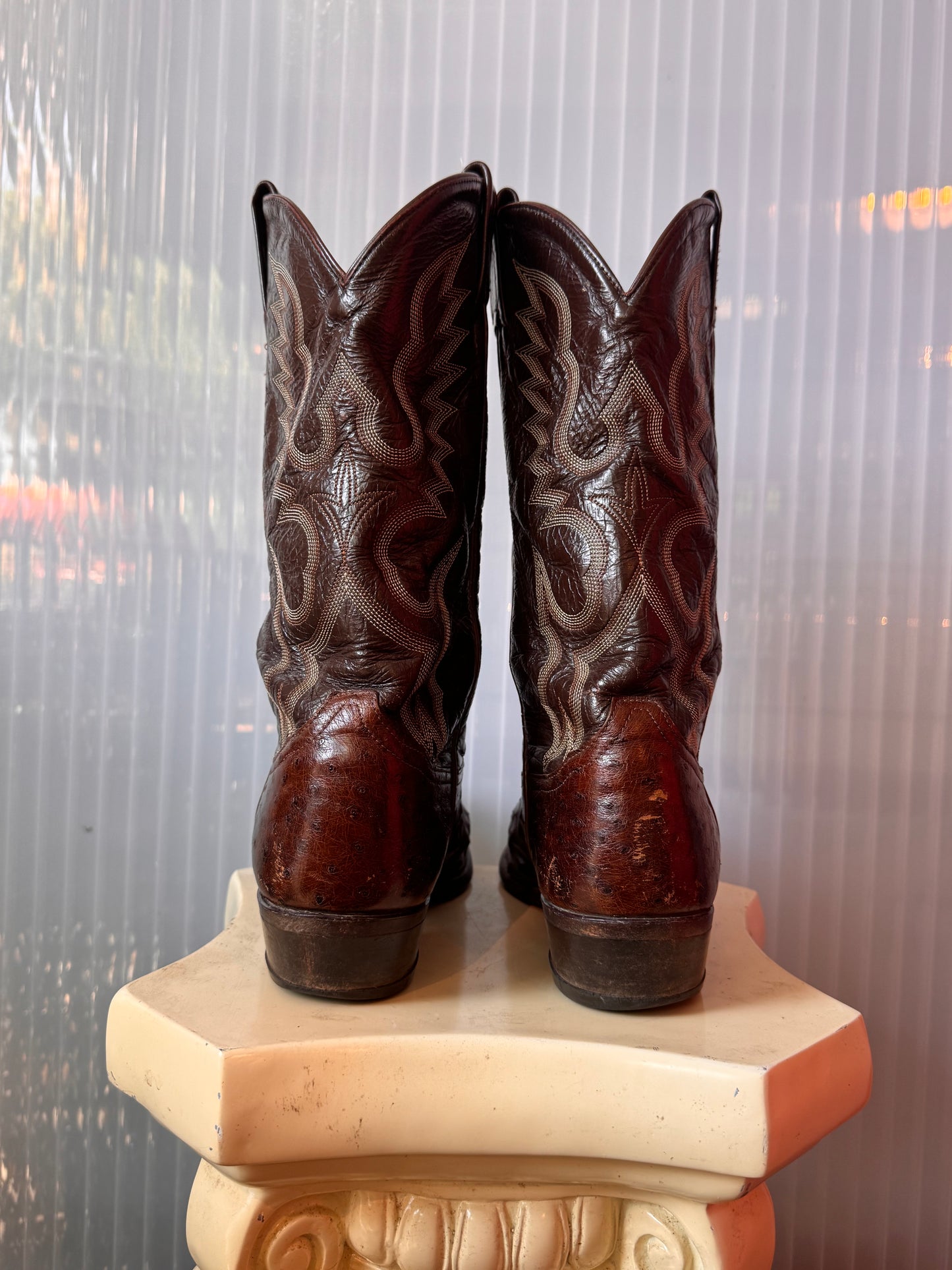 Tony Lama Brown Ostrich Leather Western Boots