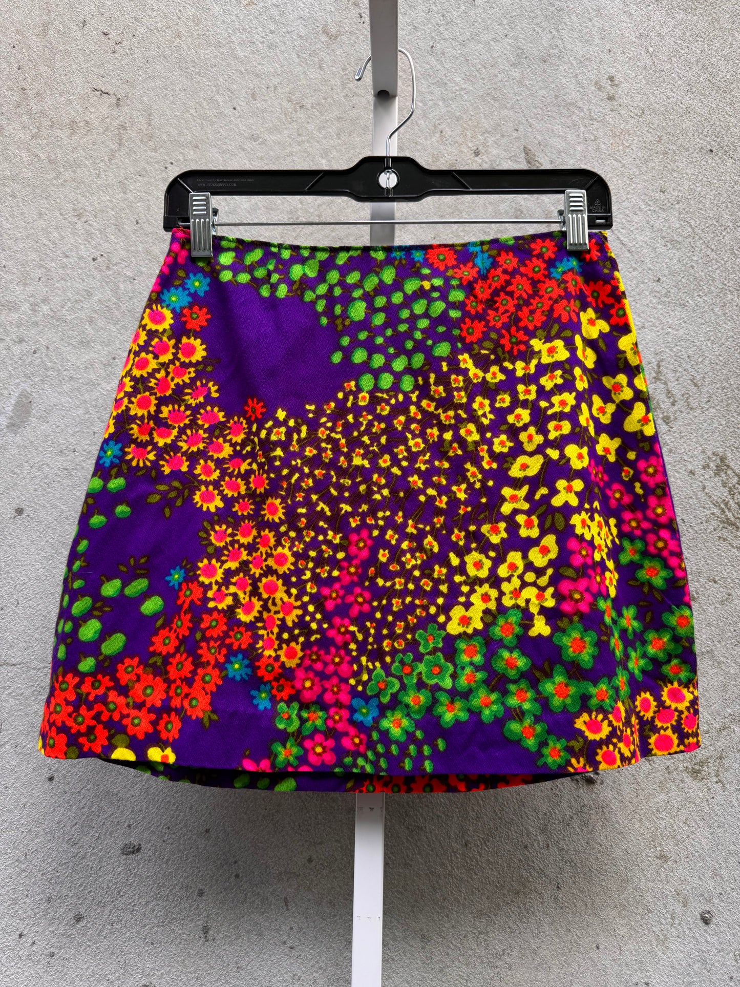 1960s Neon Floral Mini Skirt