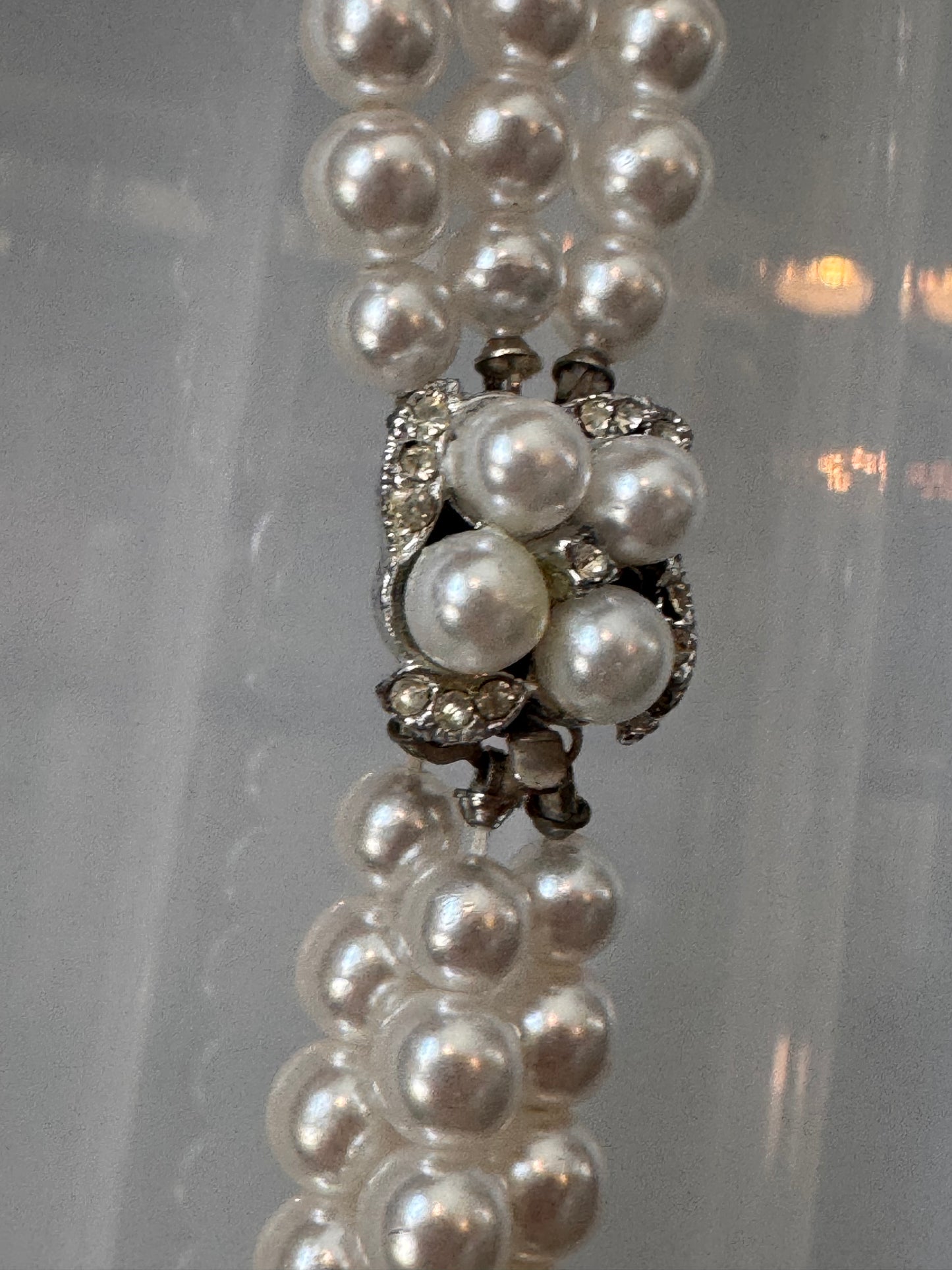 1960s 3-Strand White Faux-Pearl Necklace