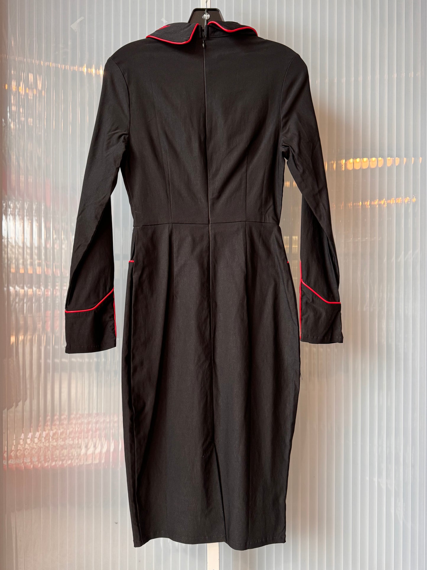 Black Western Dress with Red Embroidery