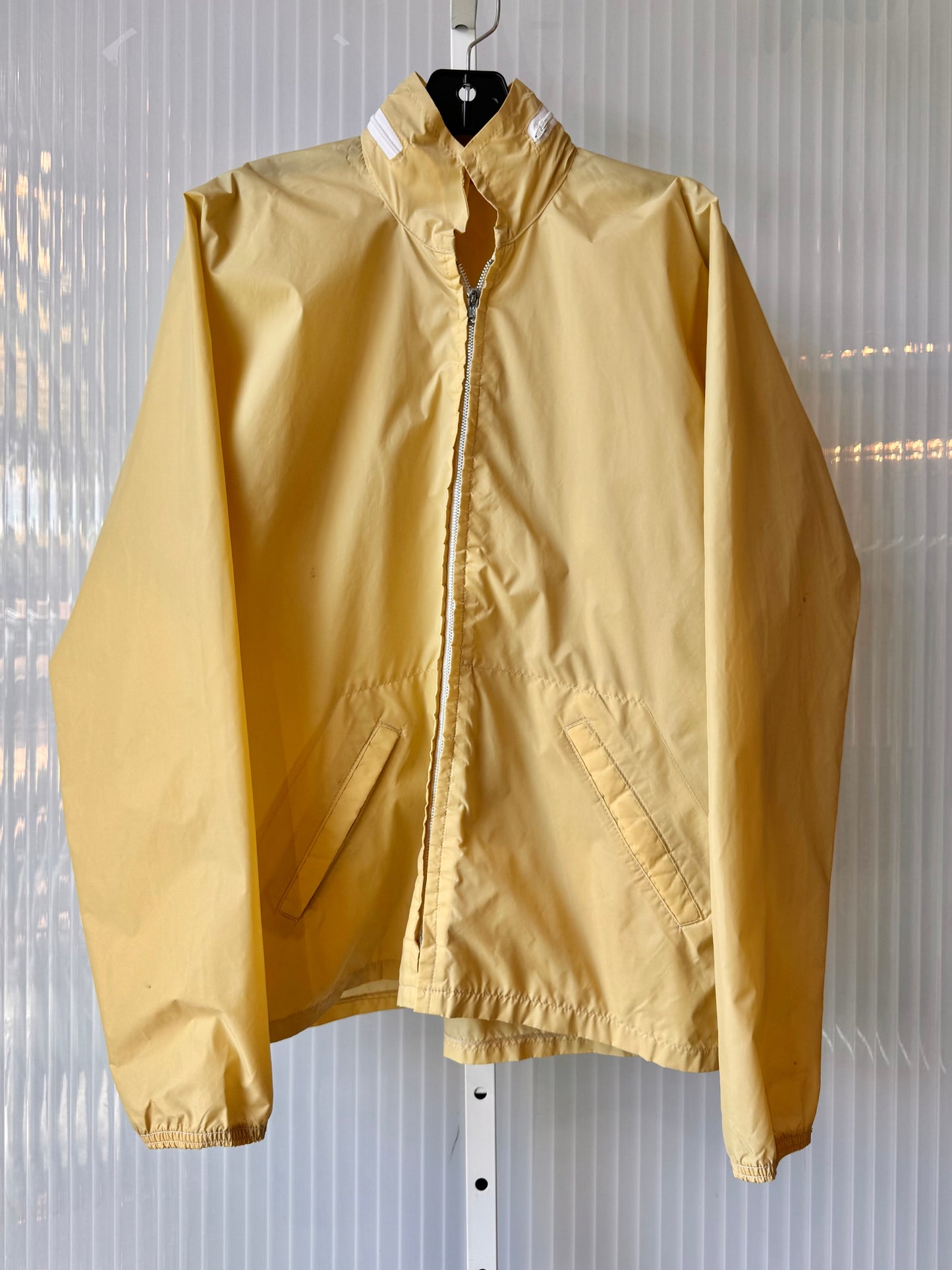 1970s Muted Yellow Hooded Rain Jacket