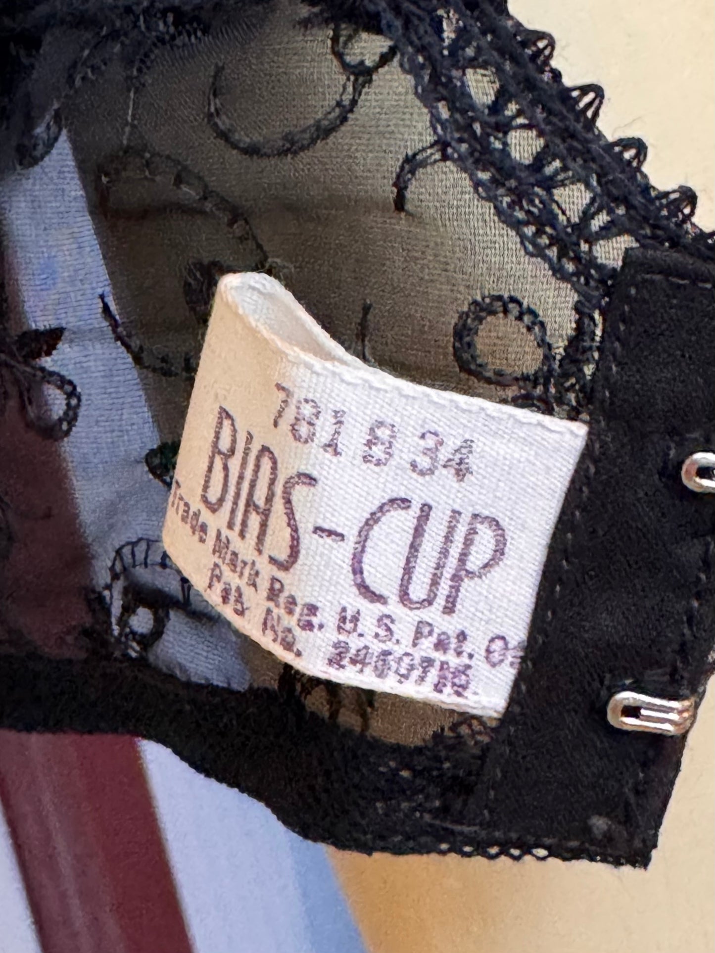 1950s Deadstock Sheer Black Bias Cup Bra
