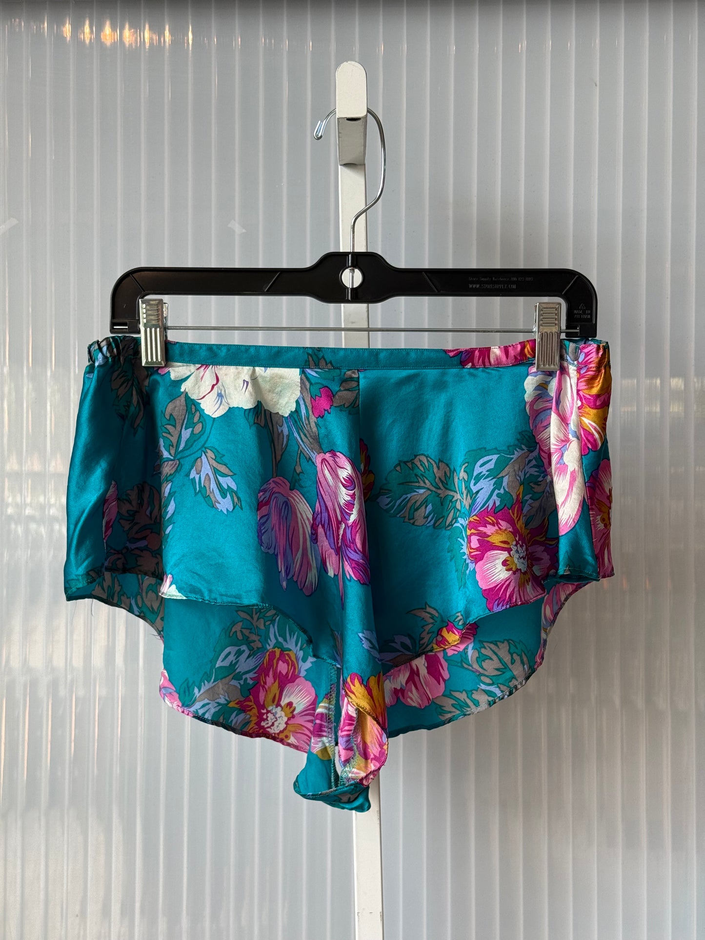 1990s Victoria’s Secret Gold Label Teal Floral Silk 2-Piece Pajama Set