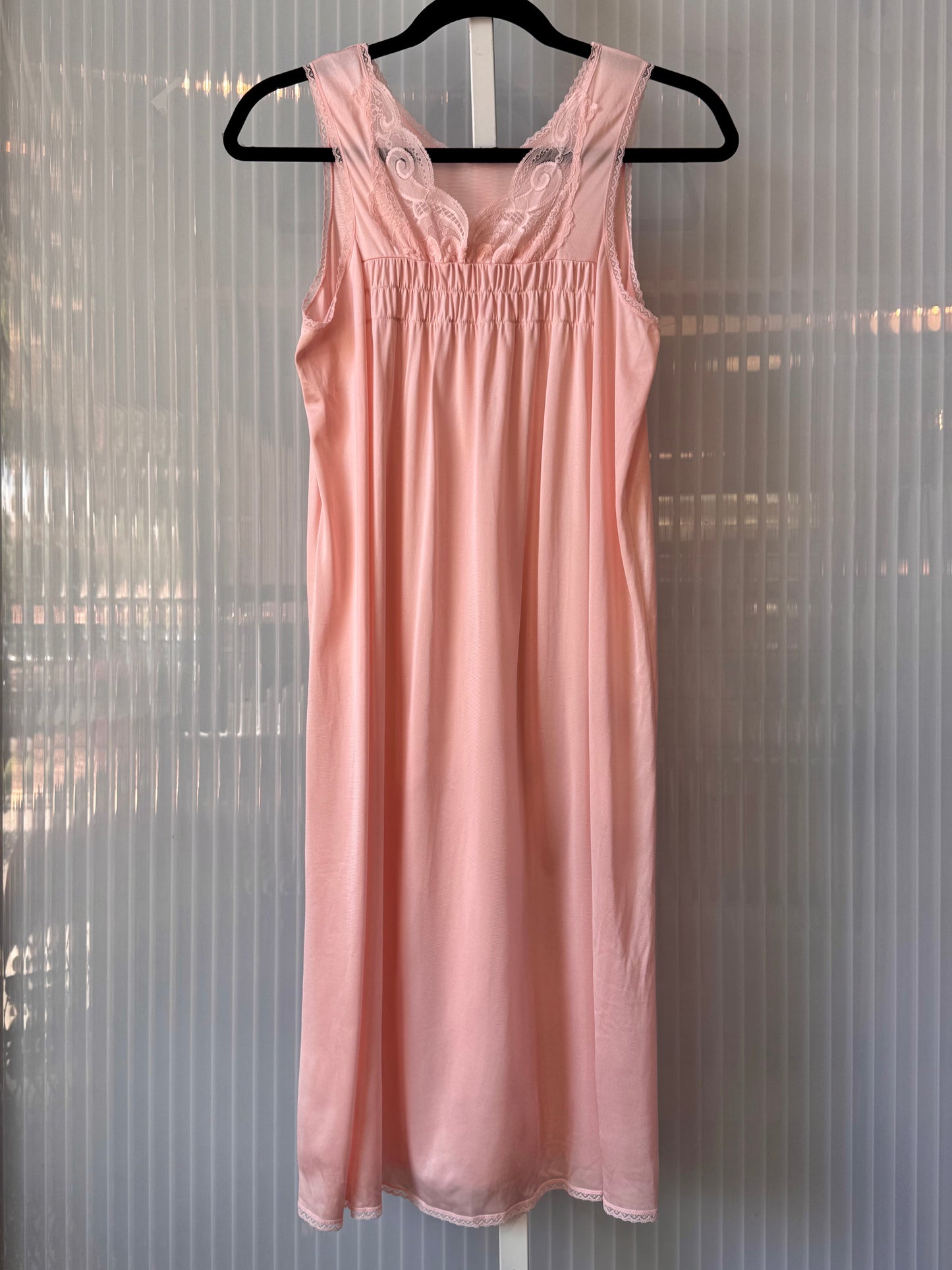 1970s Pink Smocked Nightgown