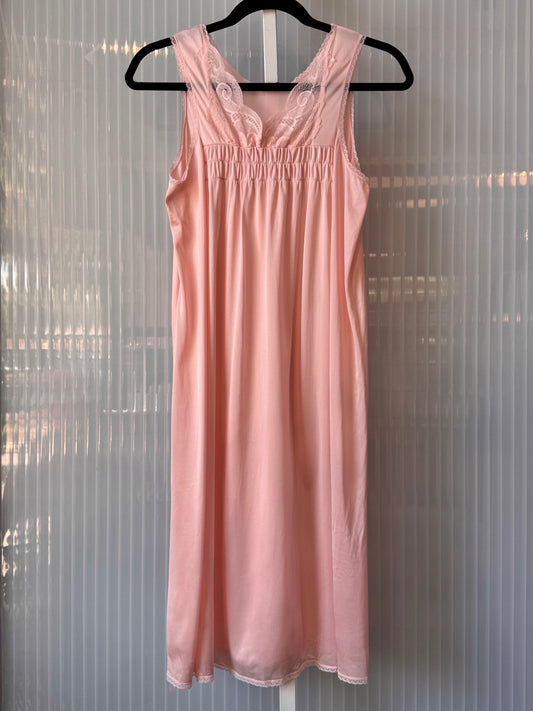 1970s Pink Smocked Nightgown