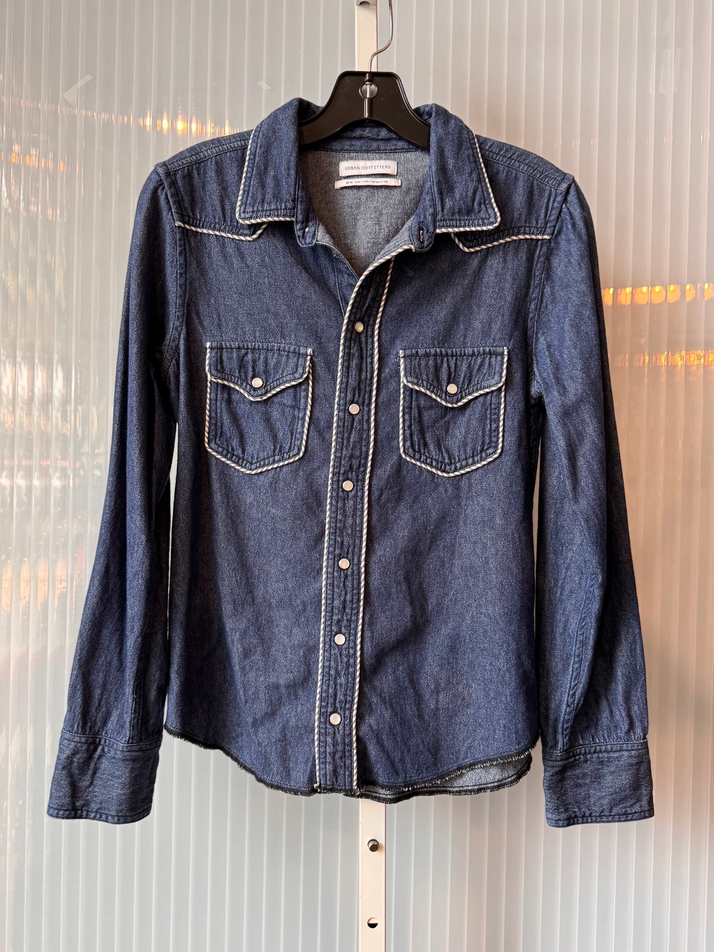 2010s Pearl-Snap Blue Denim Western Button up