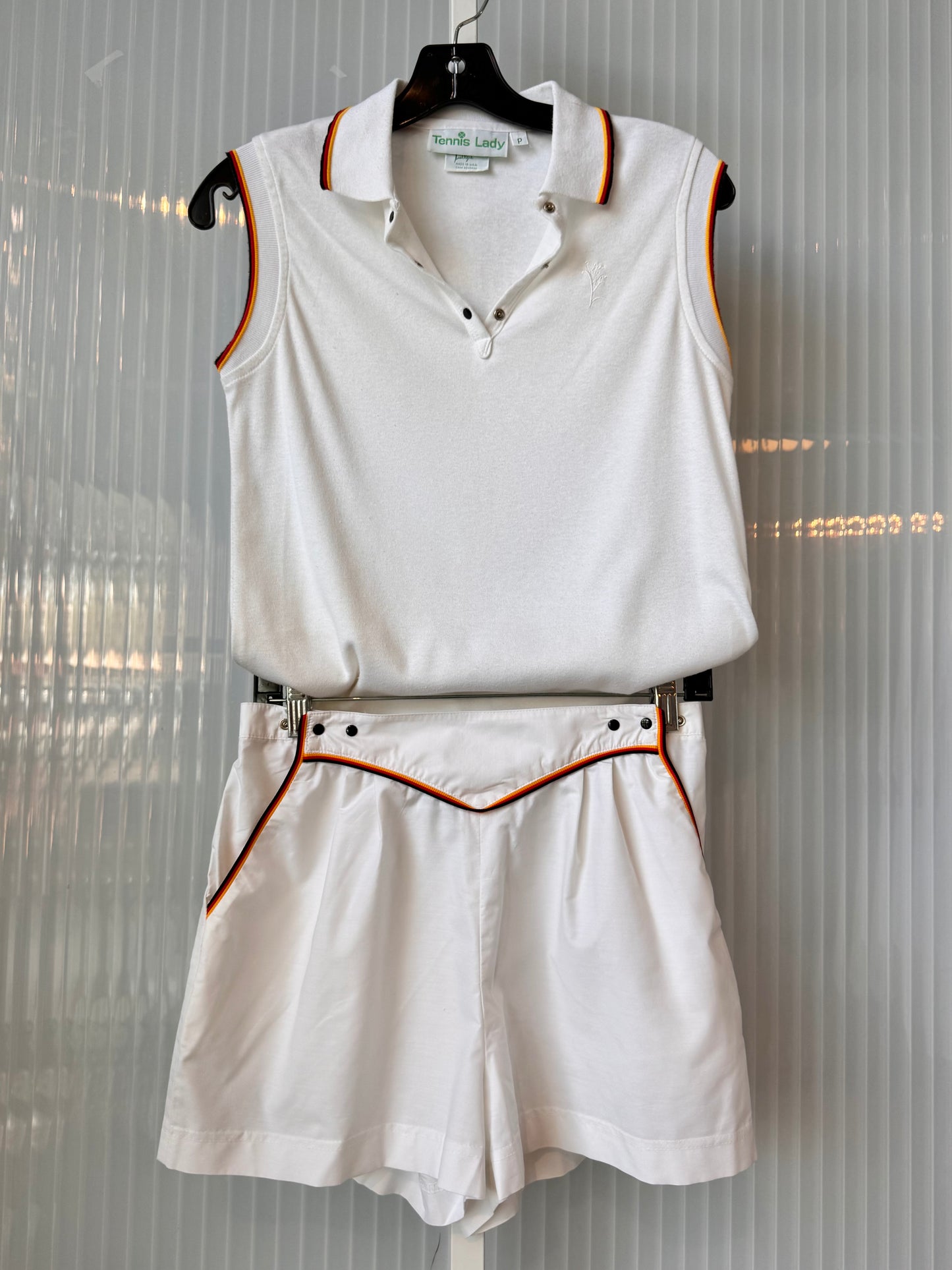 1980s White Sleeveless Tennis Shirt & Shorts Set
