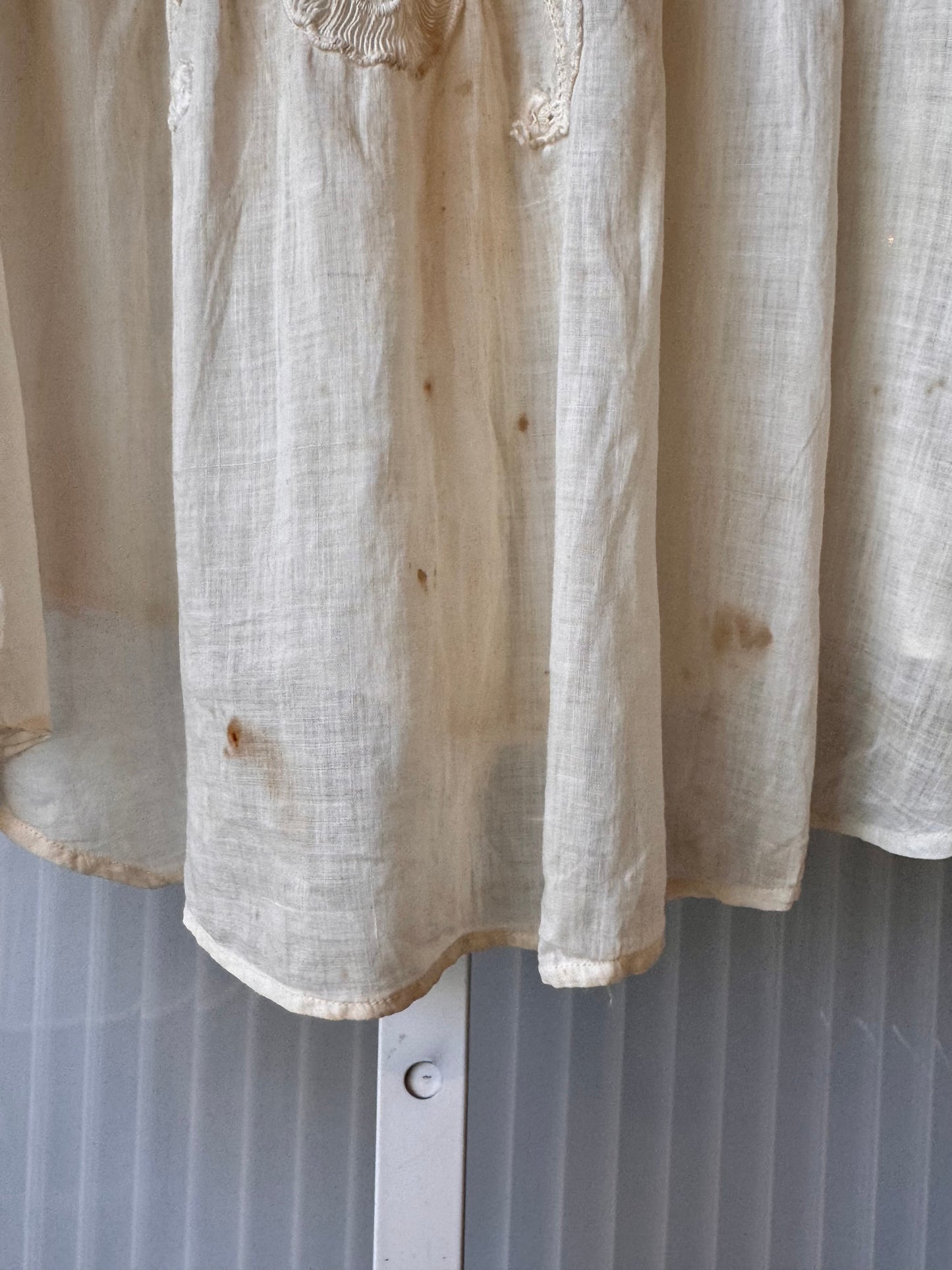 Edwardian Sheer Button-Up Eyelet, Lace & Pintuck Blouse