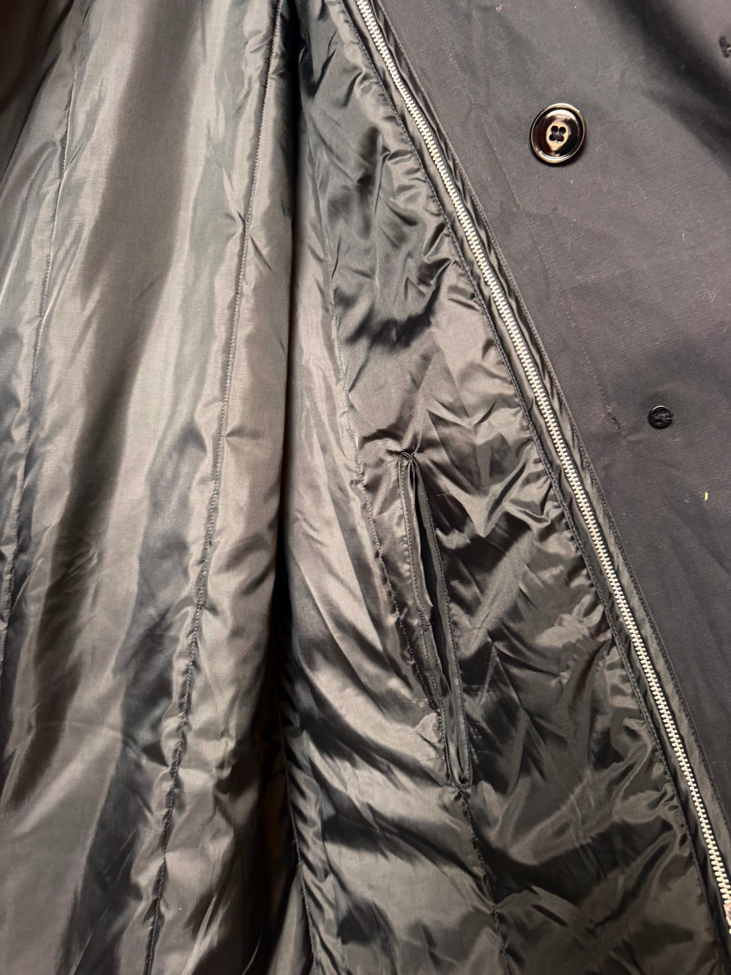 1990s Military Black Trench Coat