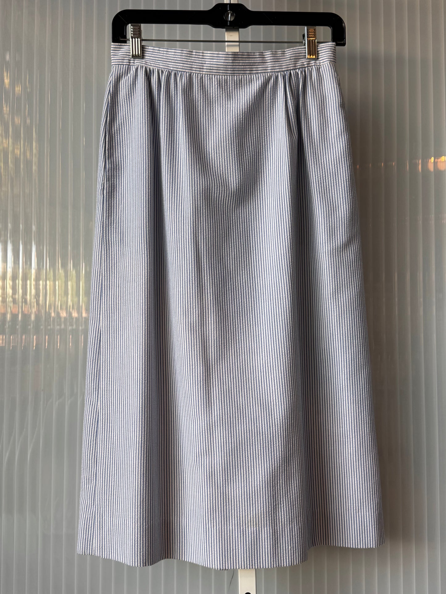 1980s White & Blue Pinstripe Skirt & Blazer Set