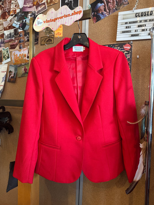 1980s Personal Petites Red Blazer