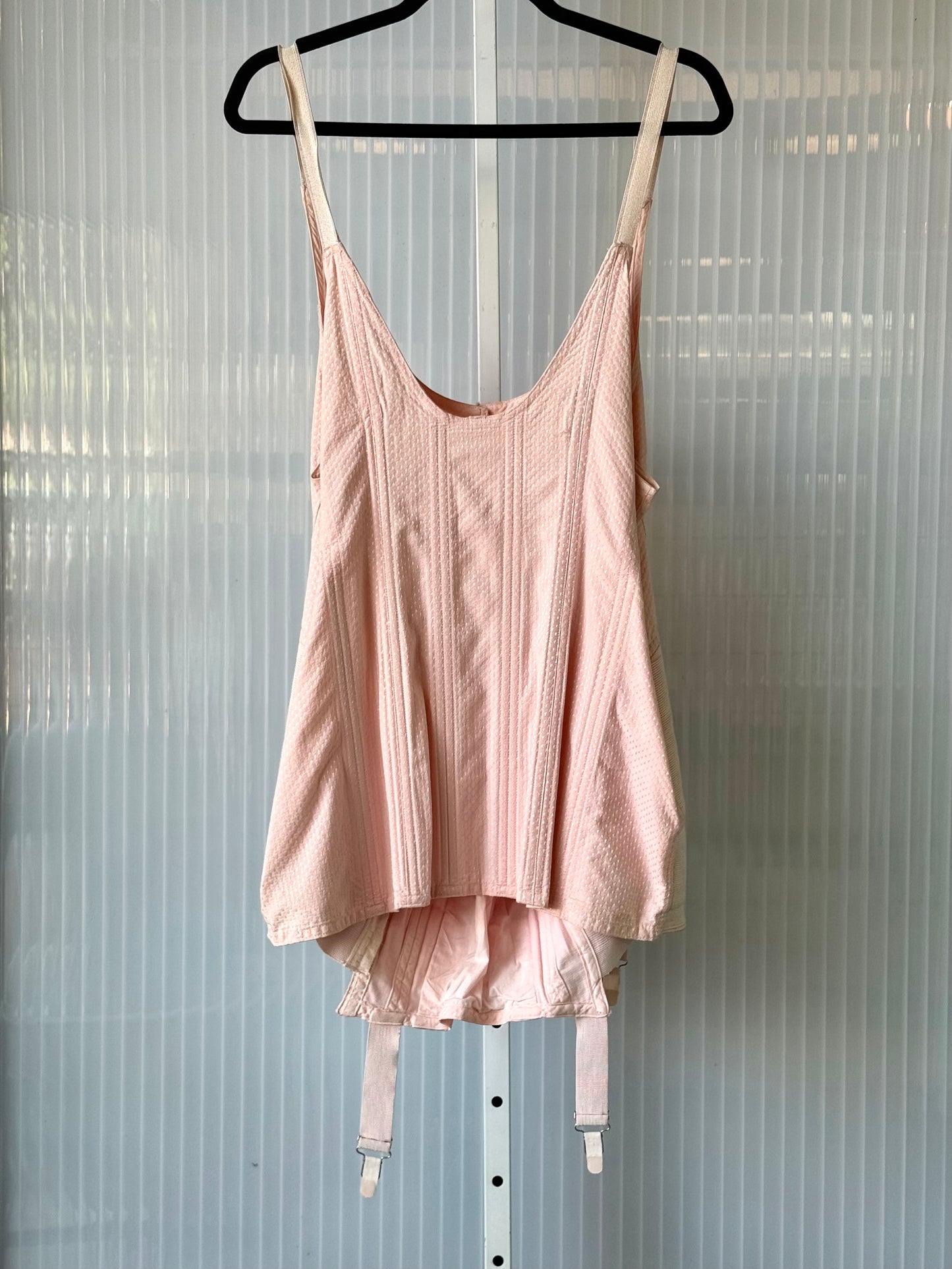 1940s Pink Corset Shapewear w/ Garter Straps
