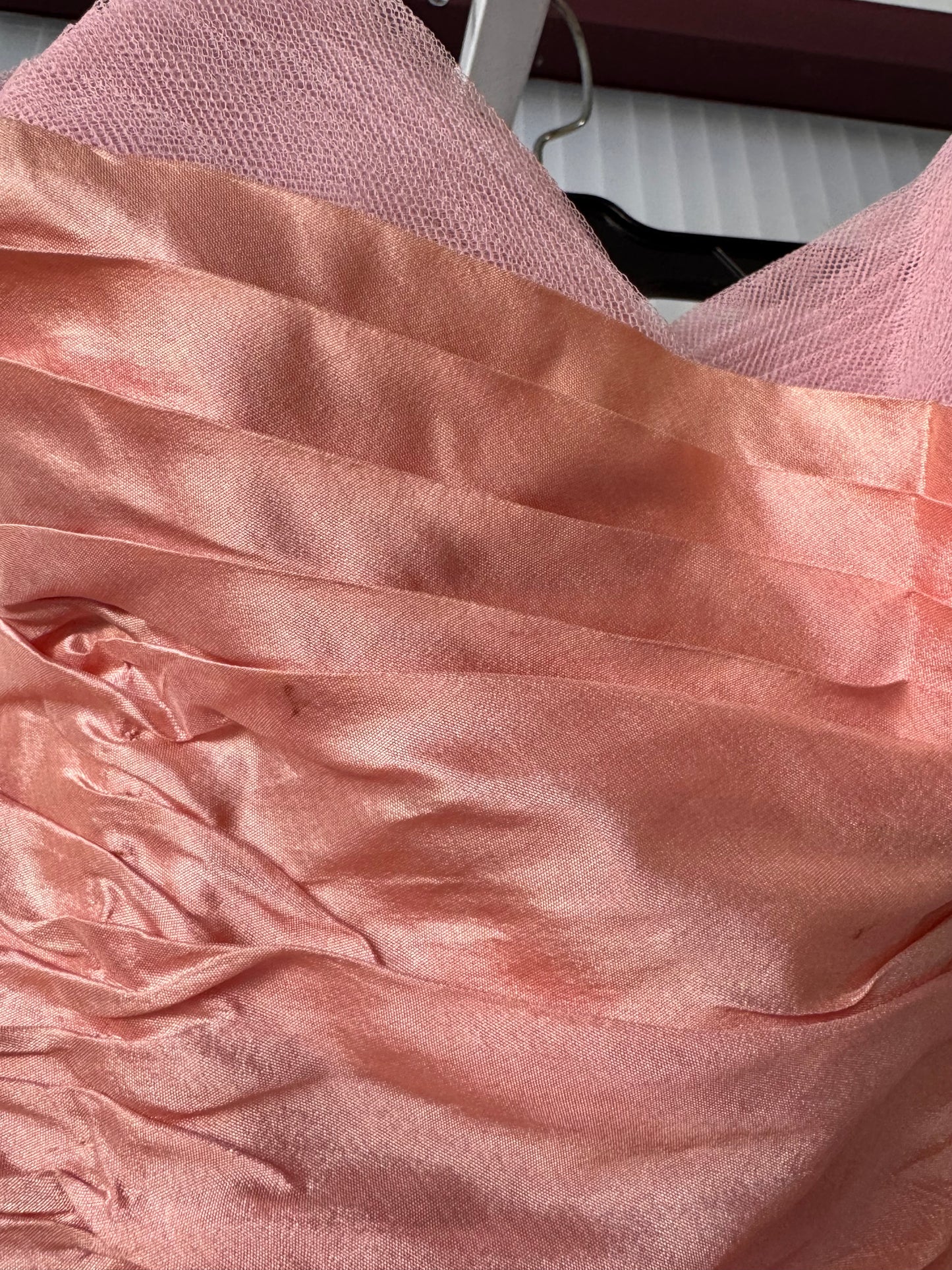 1960s Bubblegum Pink Satin & Tulle Bouffant Formal Dress